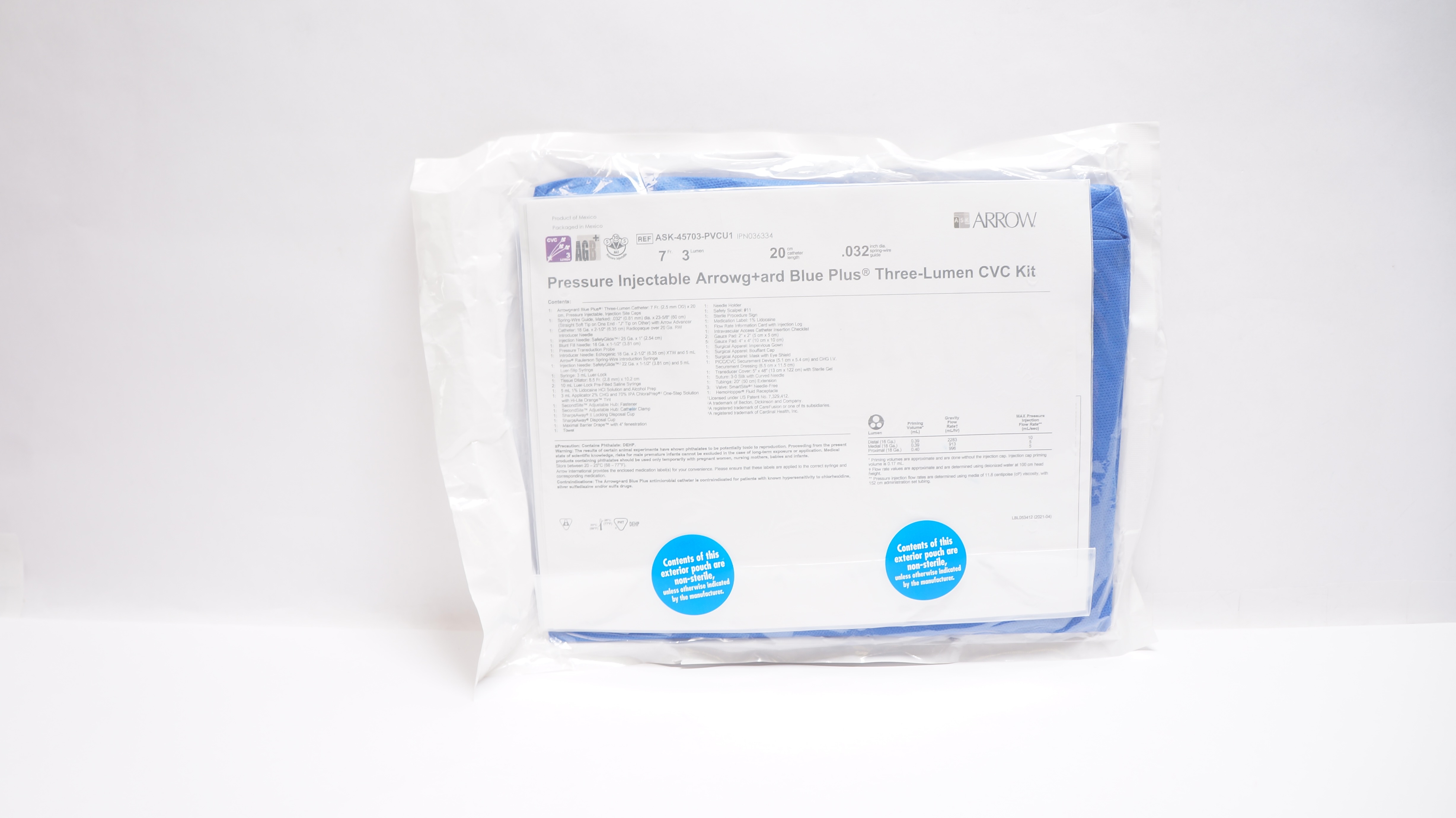 Arrow ASK-45703-PVCU1 Multi-Lumen Central Venous Catheterization Kit 7Fr