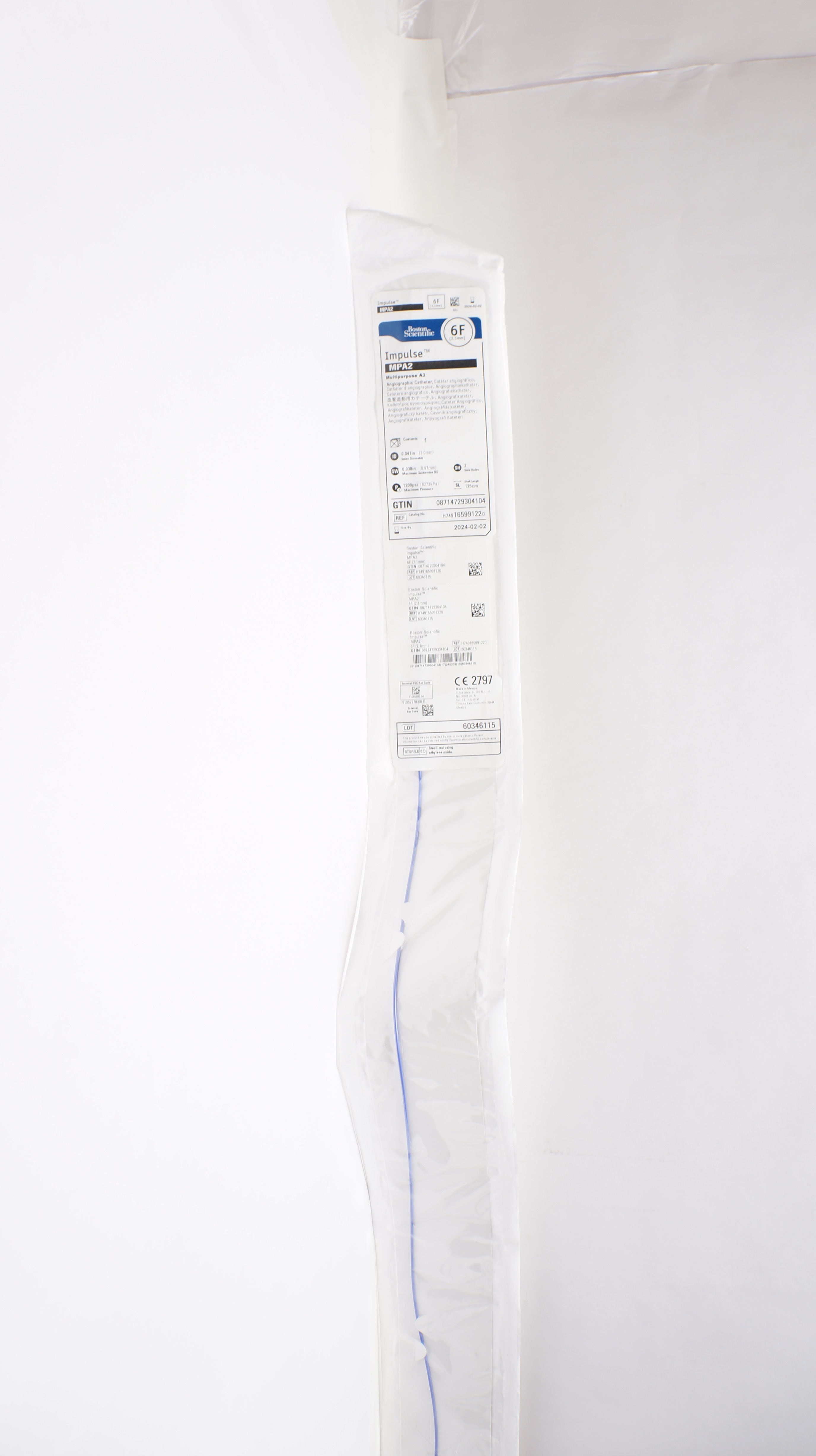 Boston Scientific 16599122 Impulse MPA2 Multipurpose A2 6F Angiographic Cath.