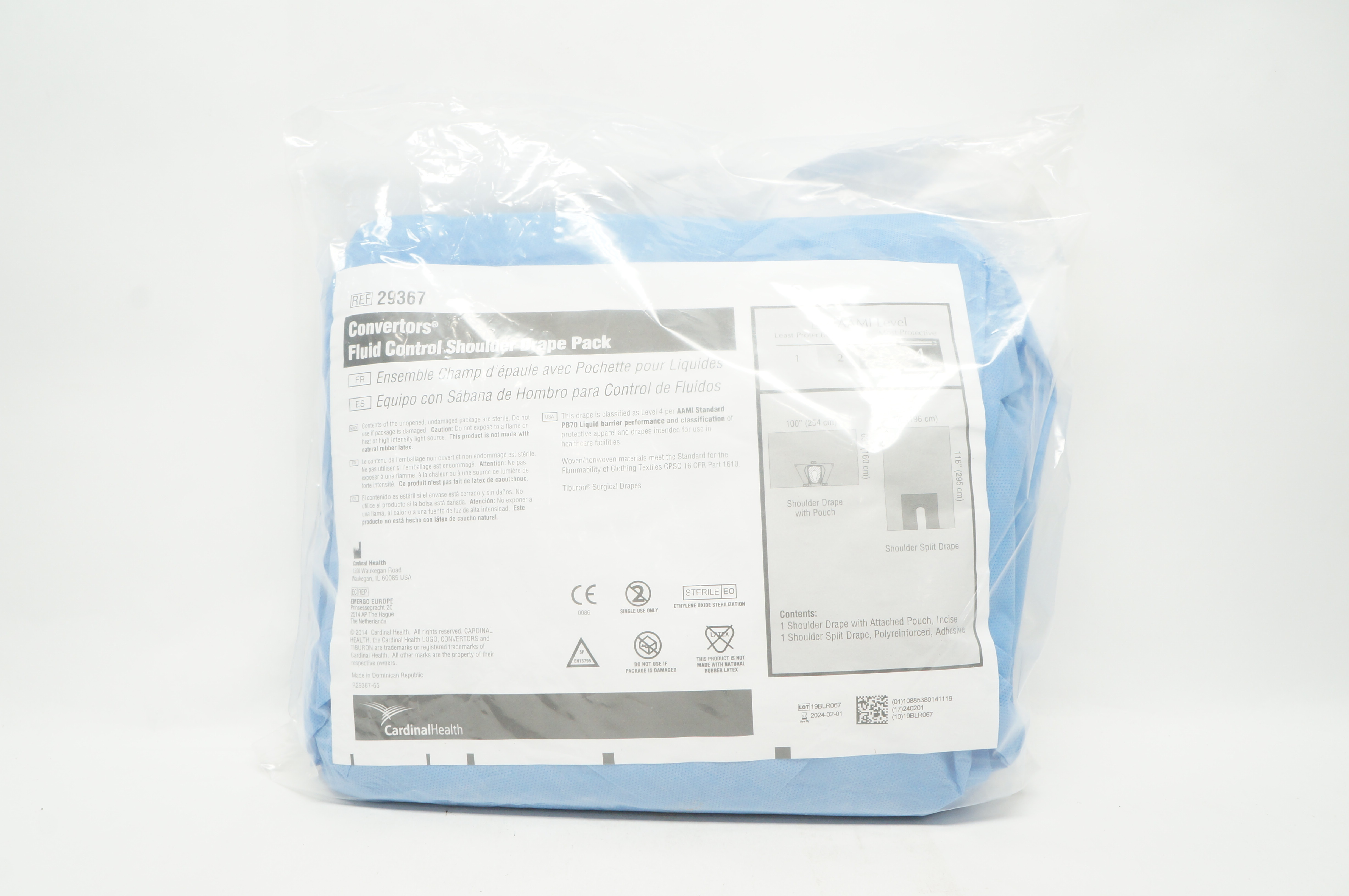 Cardinal Health 29367 Convertors Fluid Control Shoulder Drape Pack 100inch