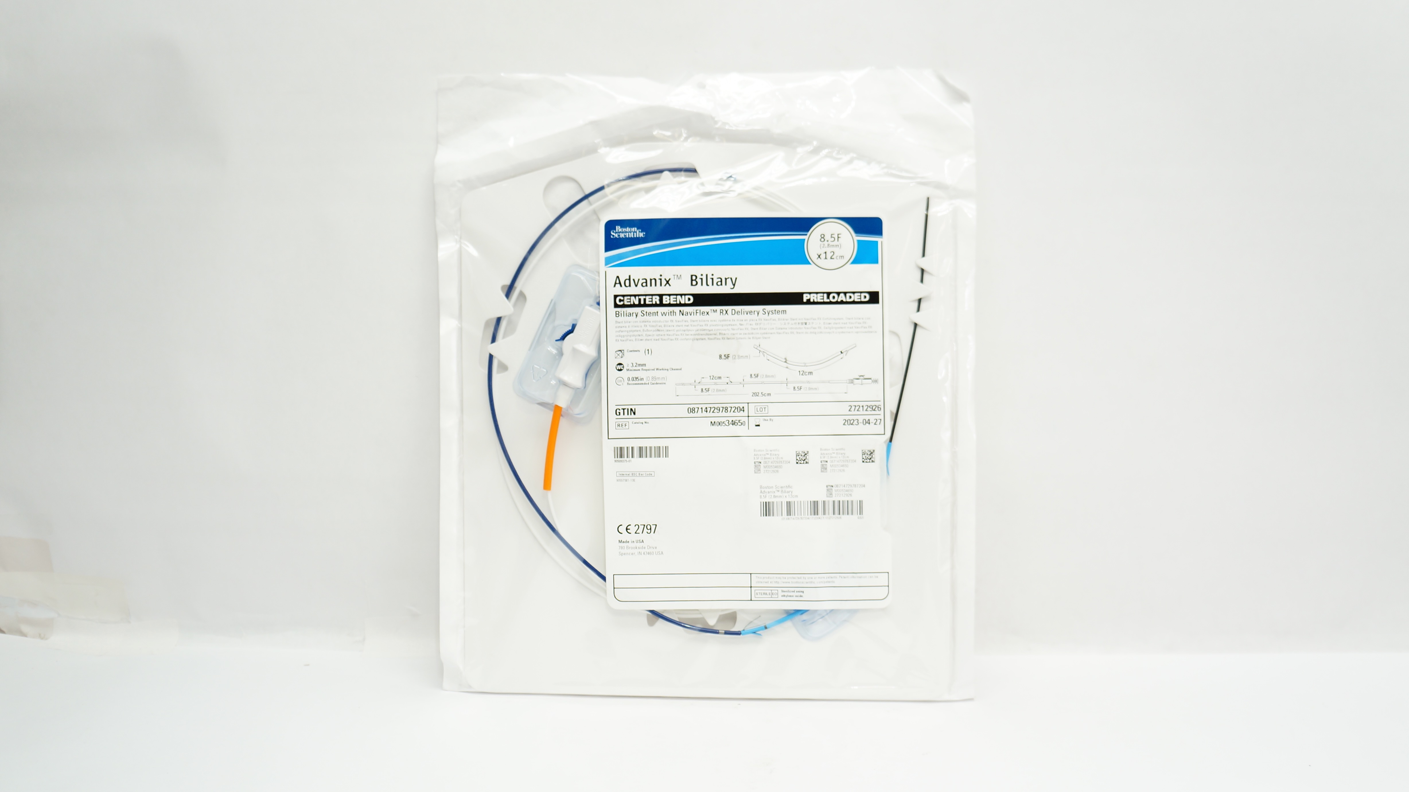 Boston Scientific M00534650 Advanix Center Bend Biliary Stnt 8.5F x 12cm (x)