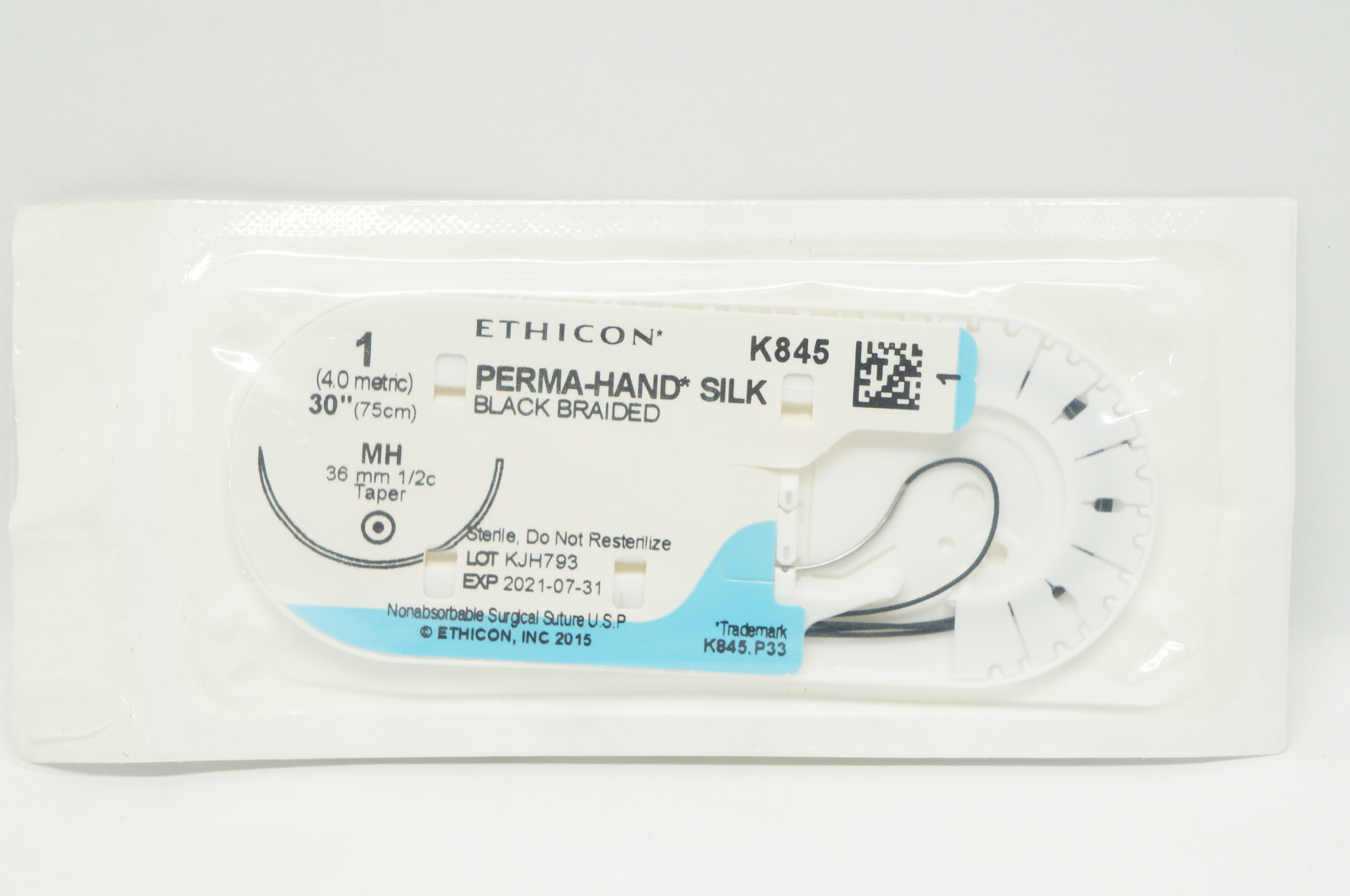 Ethicon K845 1 Perma-Hand Silk MH 36mm 1/2c Taper 30inch (x)