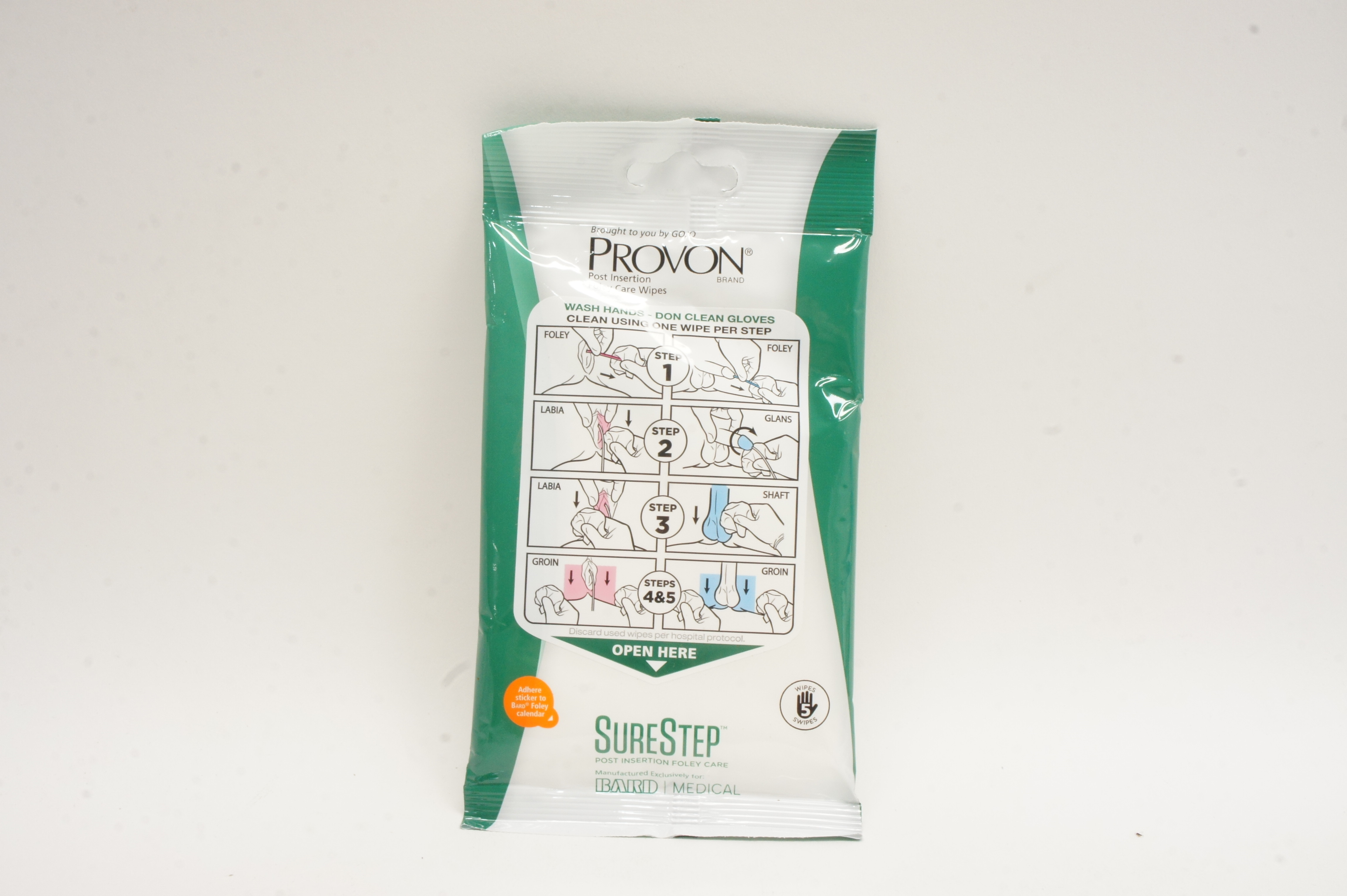 Bard DFC100 SURESTEP Post Insertion Foley Care Wipes 7.9 x 7.9in. (x)