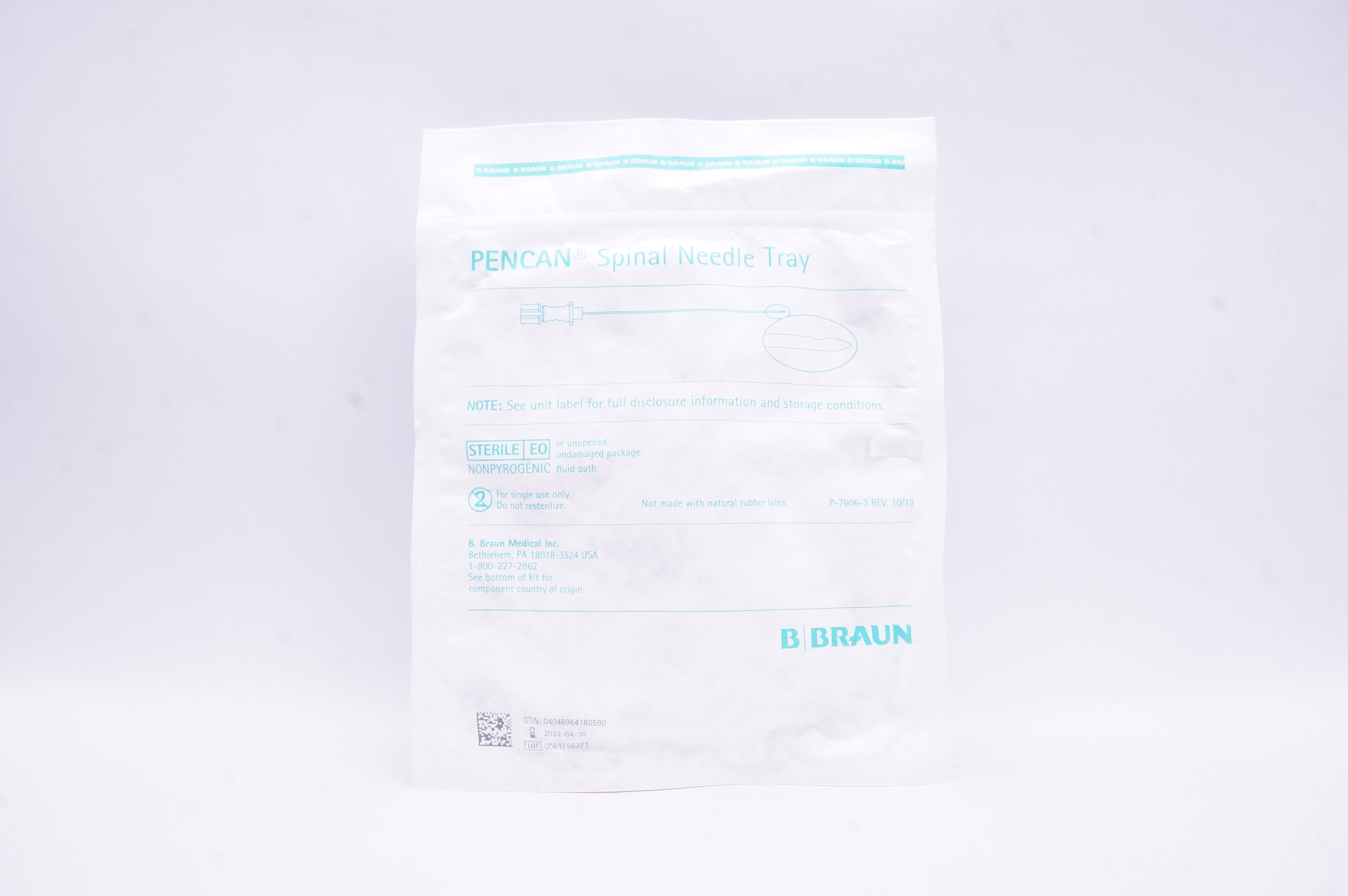 Braun 333851 PENCAN Spinal Ndle Tray 25Ga x 3-1/2 inch