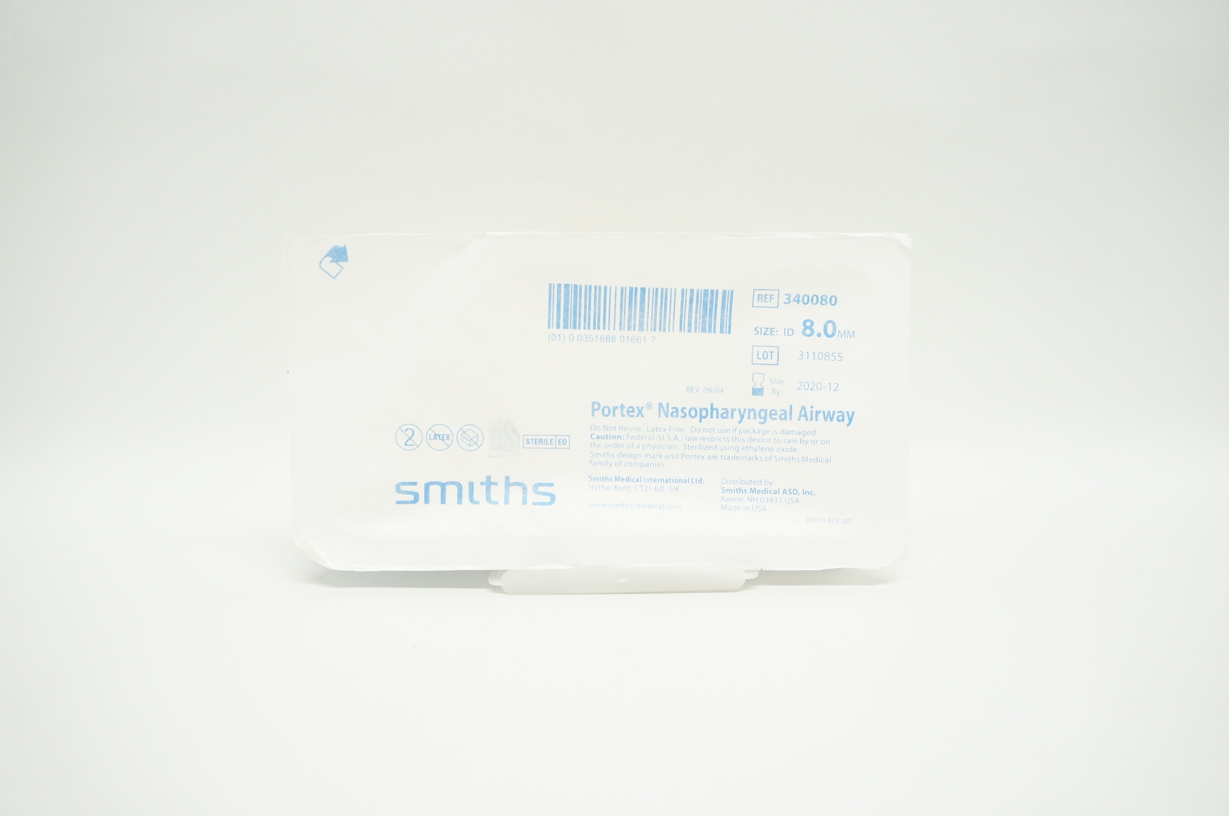 Smiths Medical 340080 Portex Nasopharyngeal Airway, Size: ID 8.0 mm (x)