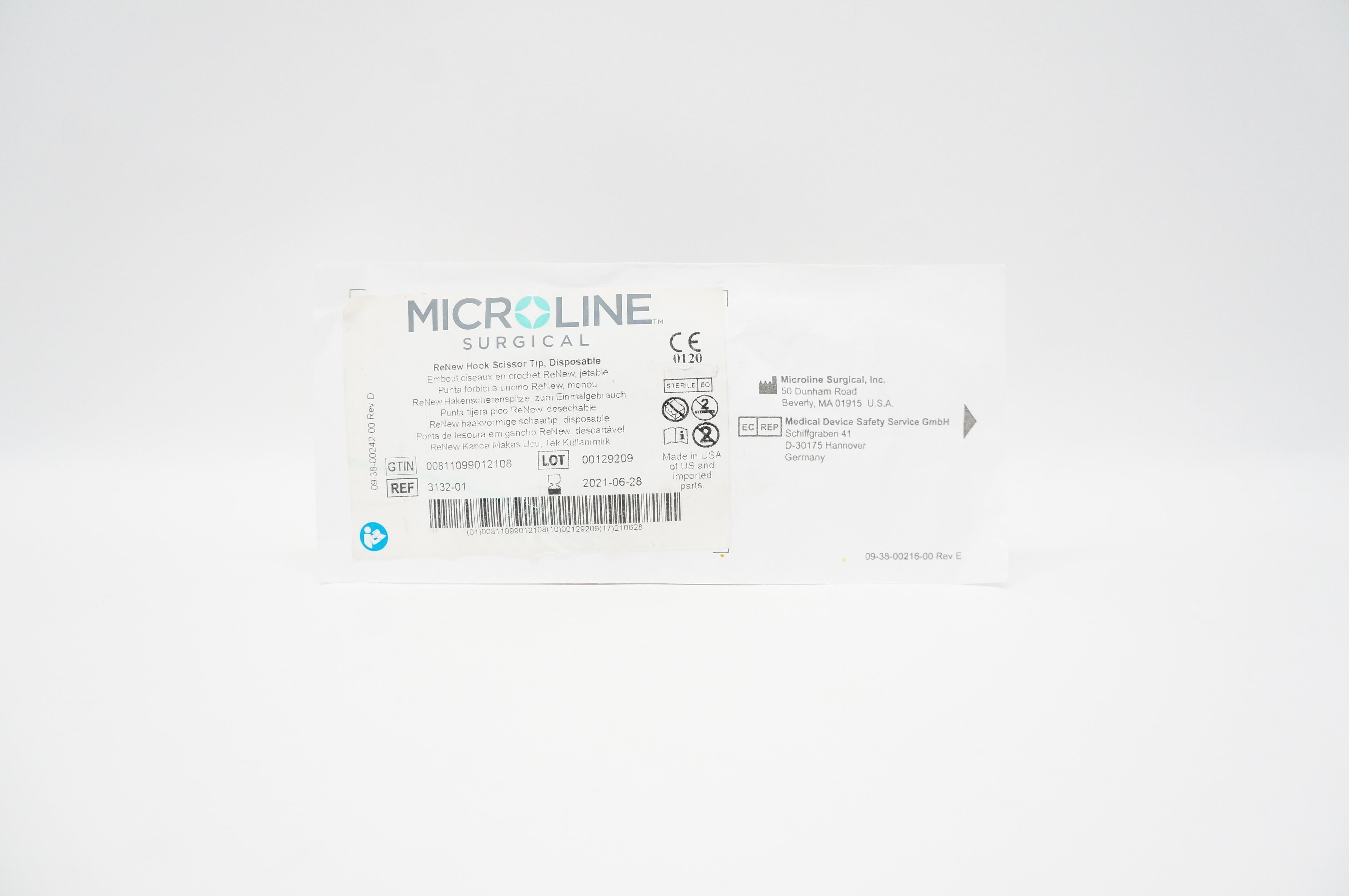 MicroLine Surgical 3132-01 ReNew Hook Scissor Tip, Disposable (x)