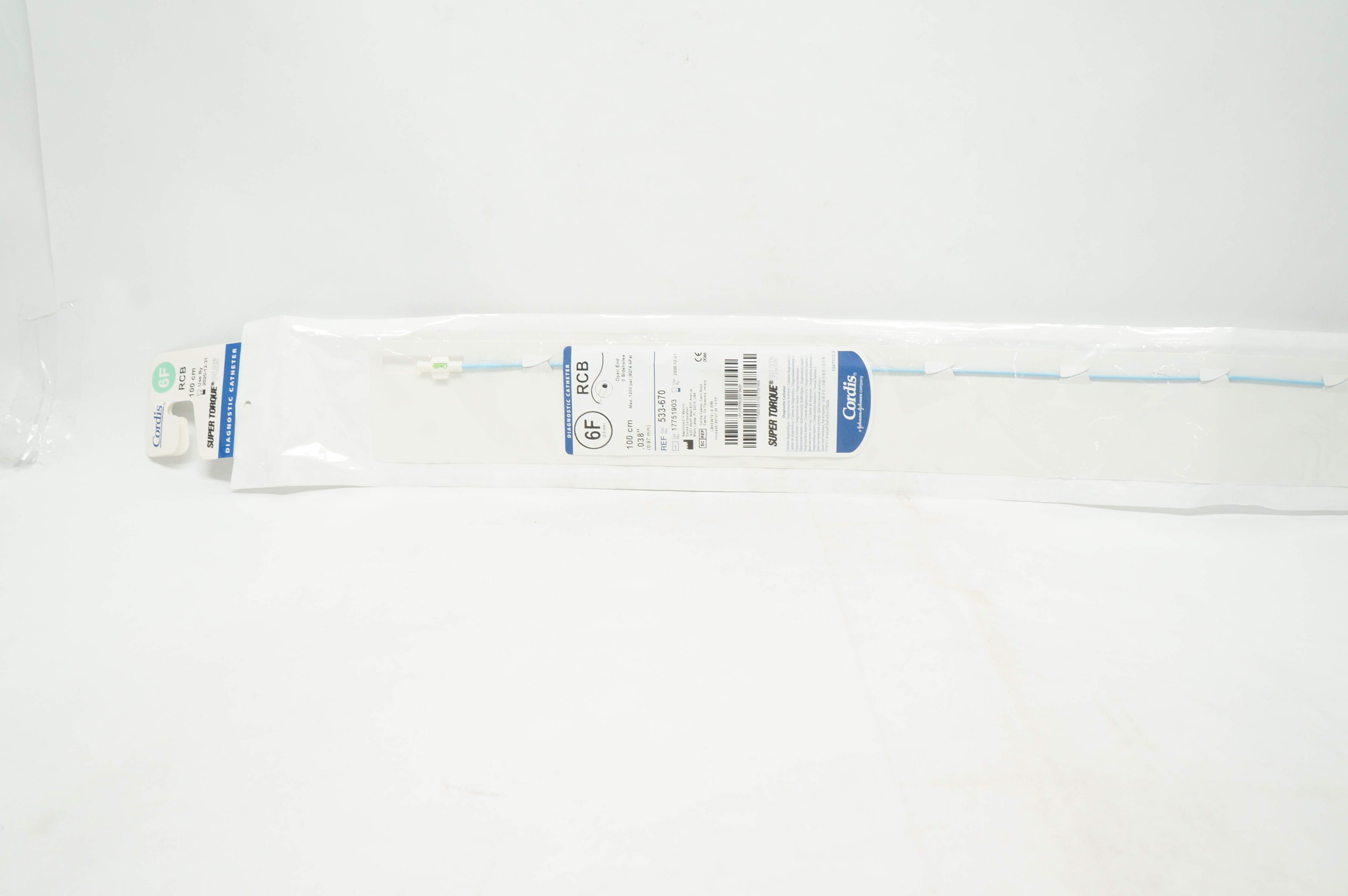 Cordis 533-670 Super Torque RCB Diagnostic Catheter 6F x .038inch x 100cm (x)