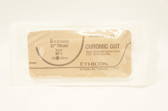 Ethicon 47 Chromic Gut  0 Absorbable Surgical Stre Taper BP-1 1/2 65mm 27in. (x)