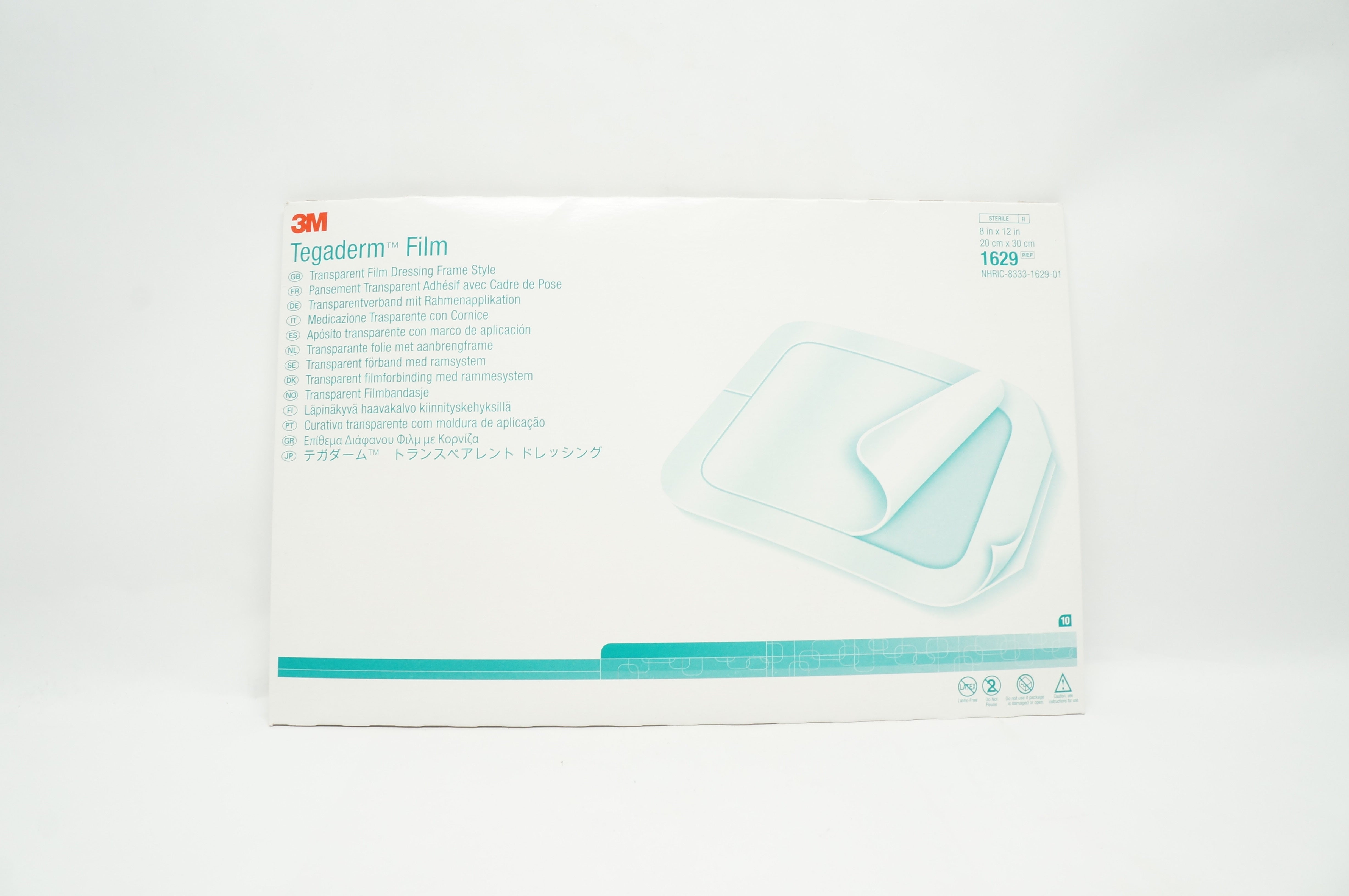 3M 1629 Tegaderm Transparent Film Dressing Frame Style 8 x 12 inch - Pack of 10