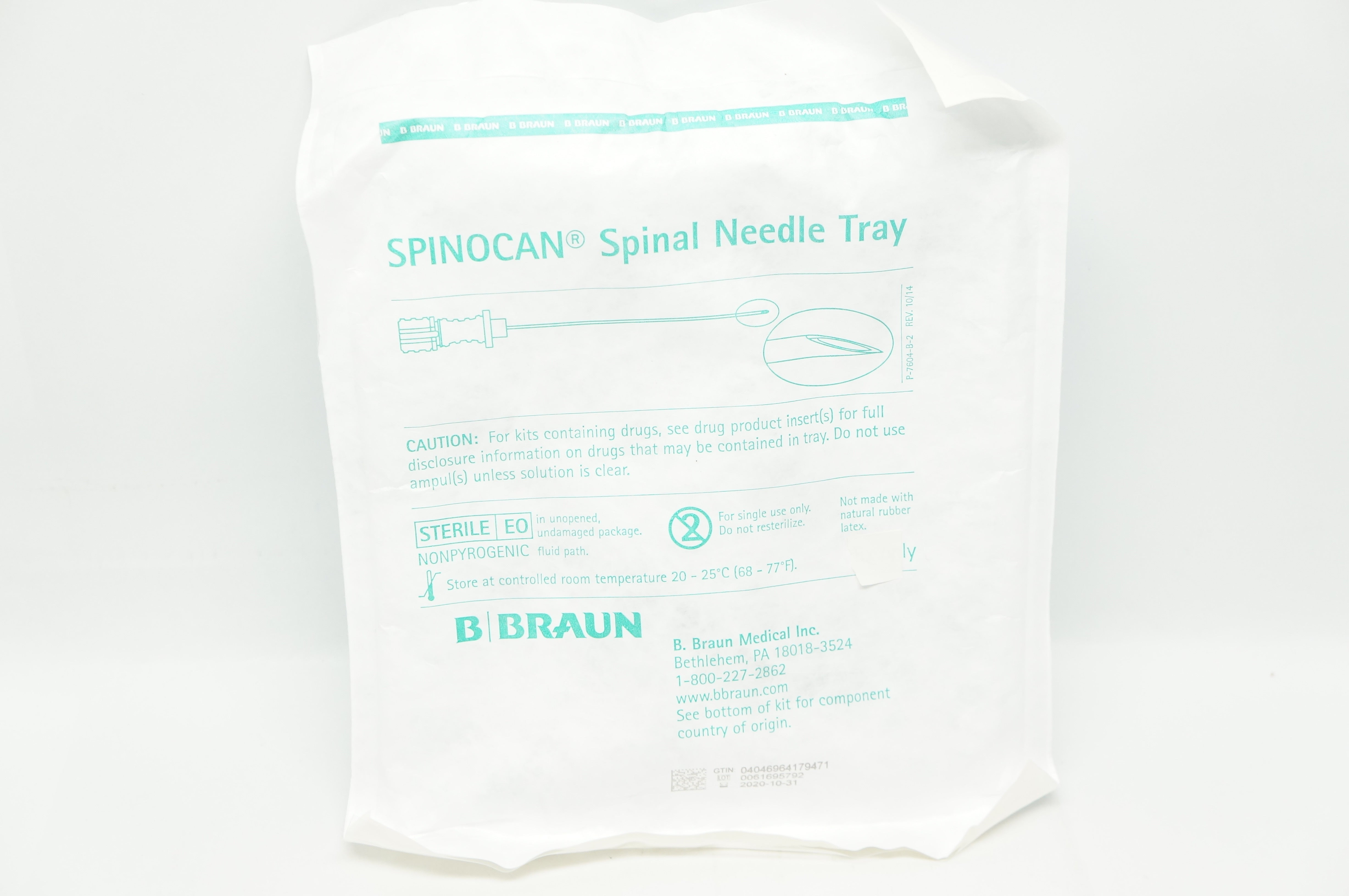 Braun 333231 SPINOCAN Spinal Ndle. Tray 22Ga x 3-1/2inch (x)