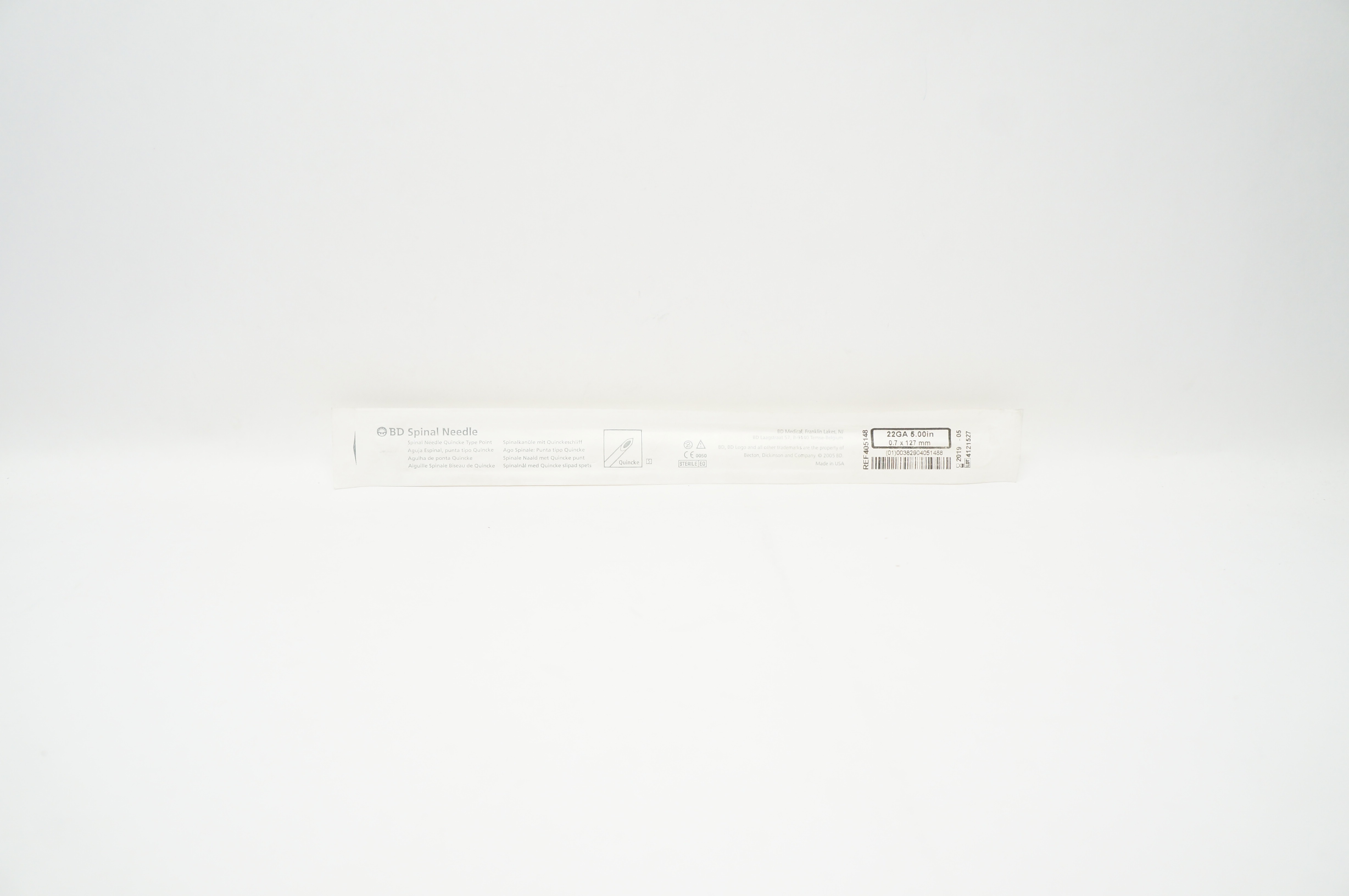 BD 405148 Spinal Ndle Quincke Type Point 22GA x 5.00inch (x)