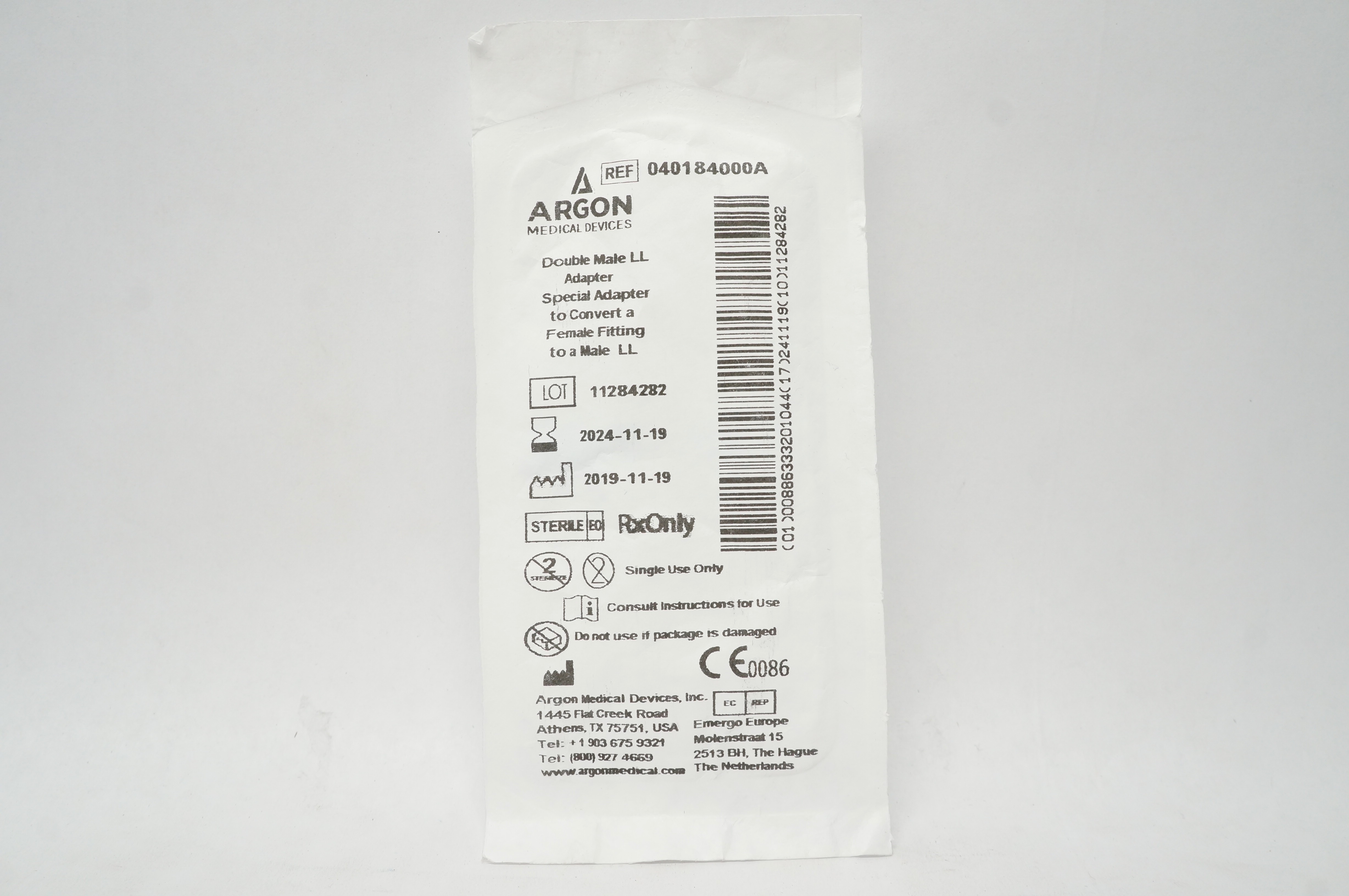 Argon 040184000A Double Male LL Adapter