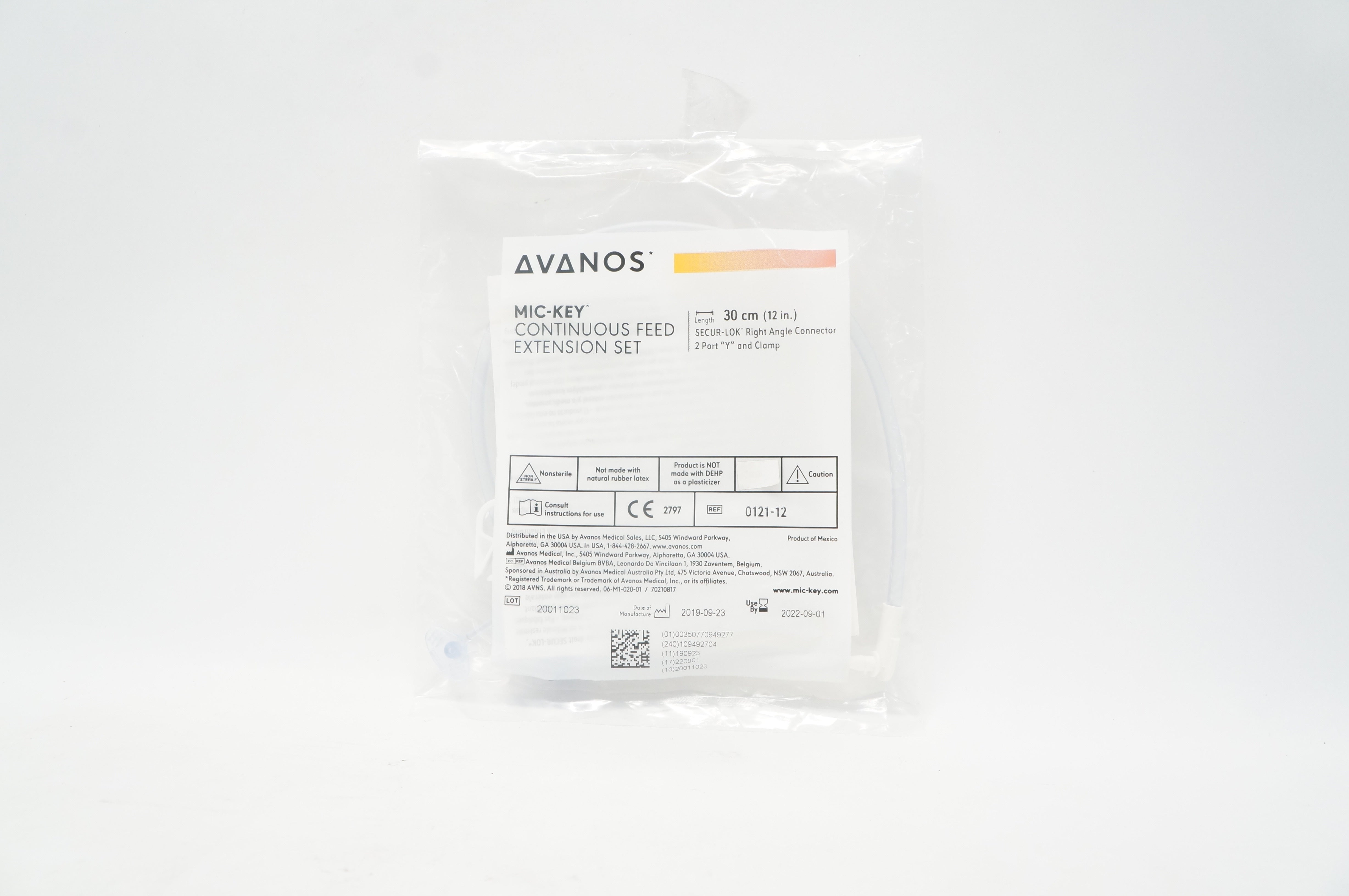 avanos-0121-12-mic-key-continuous-feed-extension-set-12inch