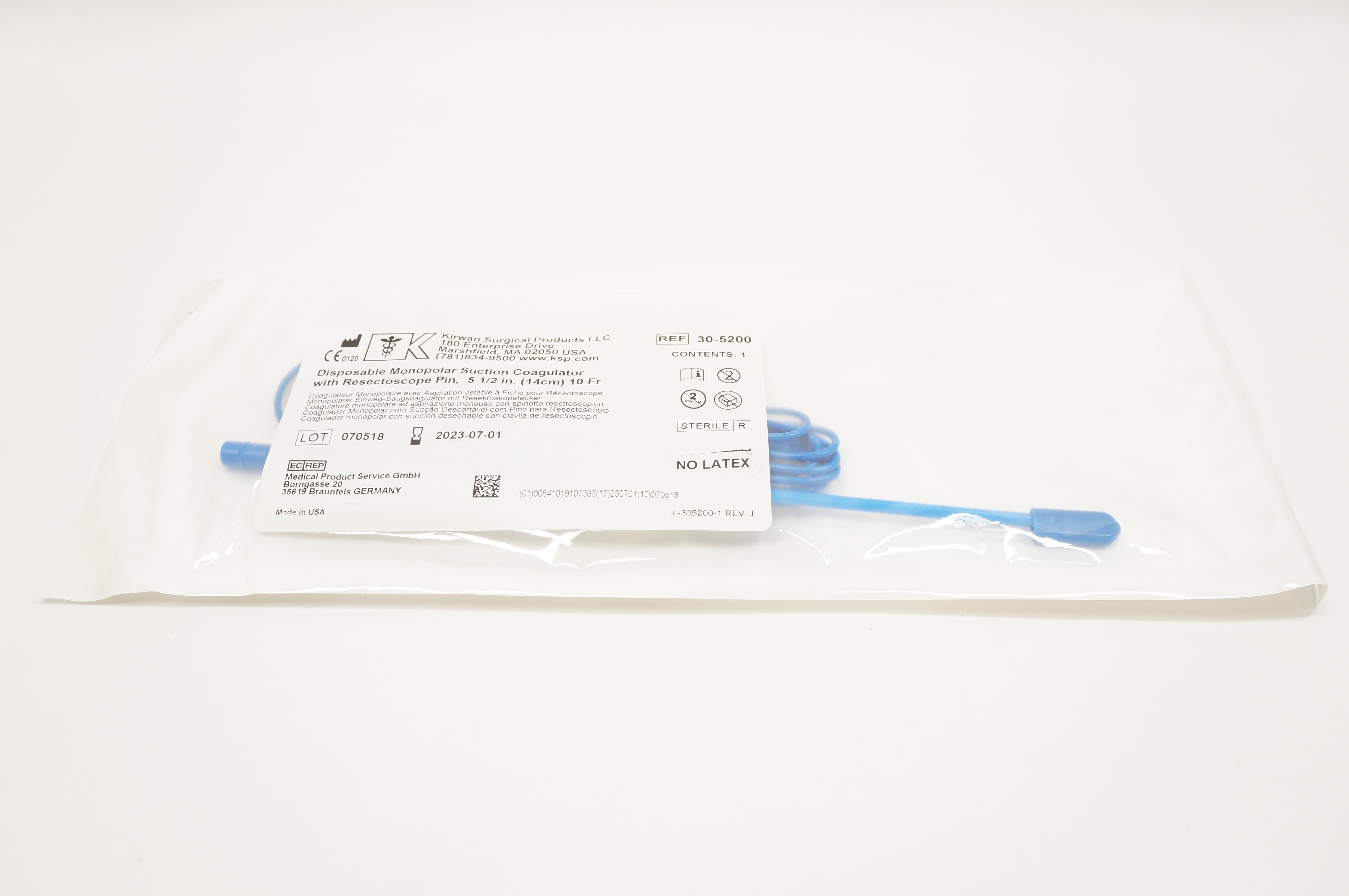 Kirwan Surgical 30-5200 Disposable Monopolar Suction Coagulator 5-1/2inch x 10Fr