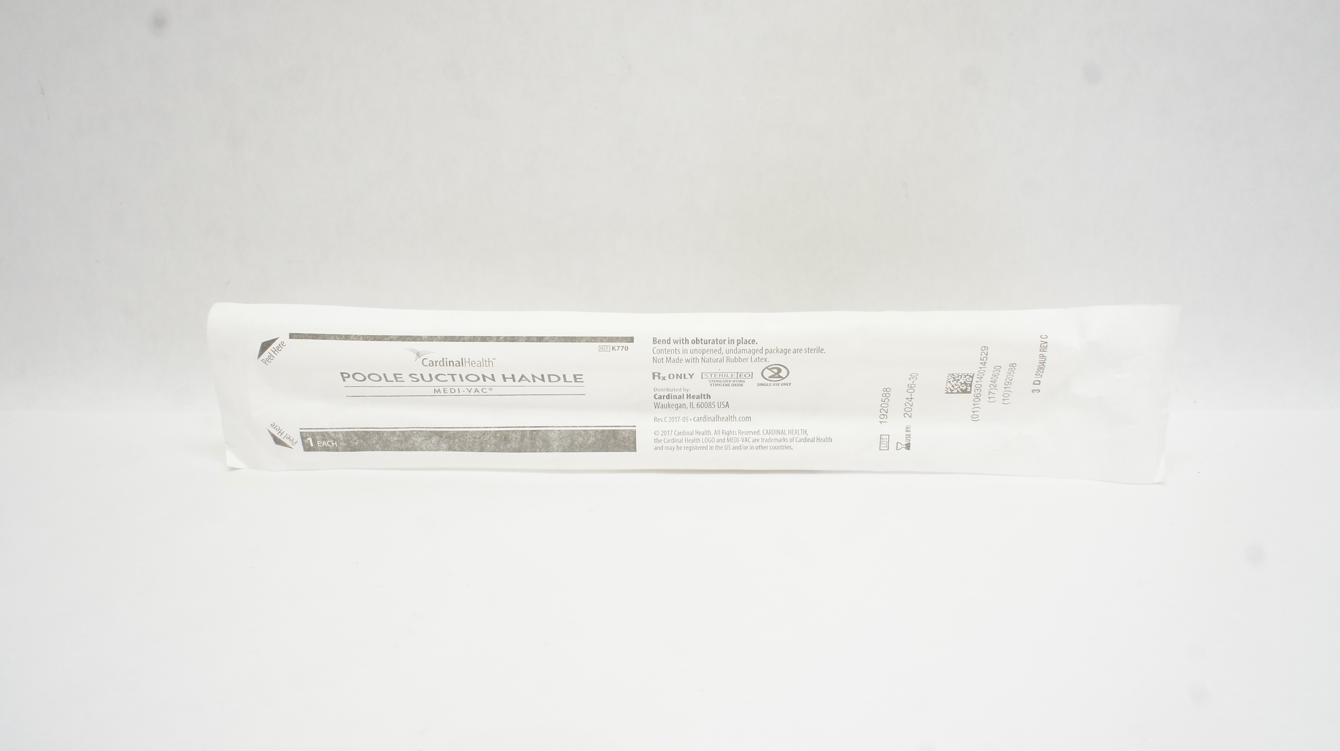 Cardinal Health K770 Medi-Vac Poole Suction Handle