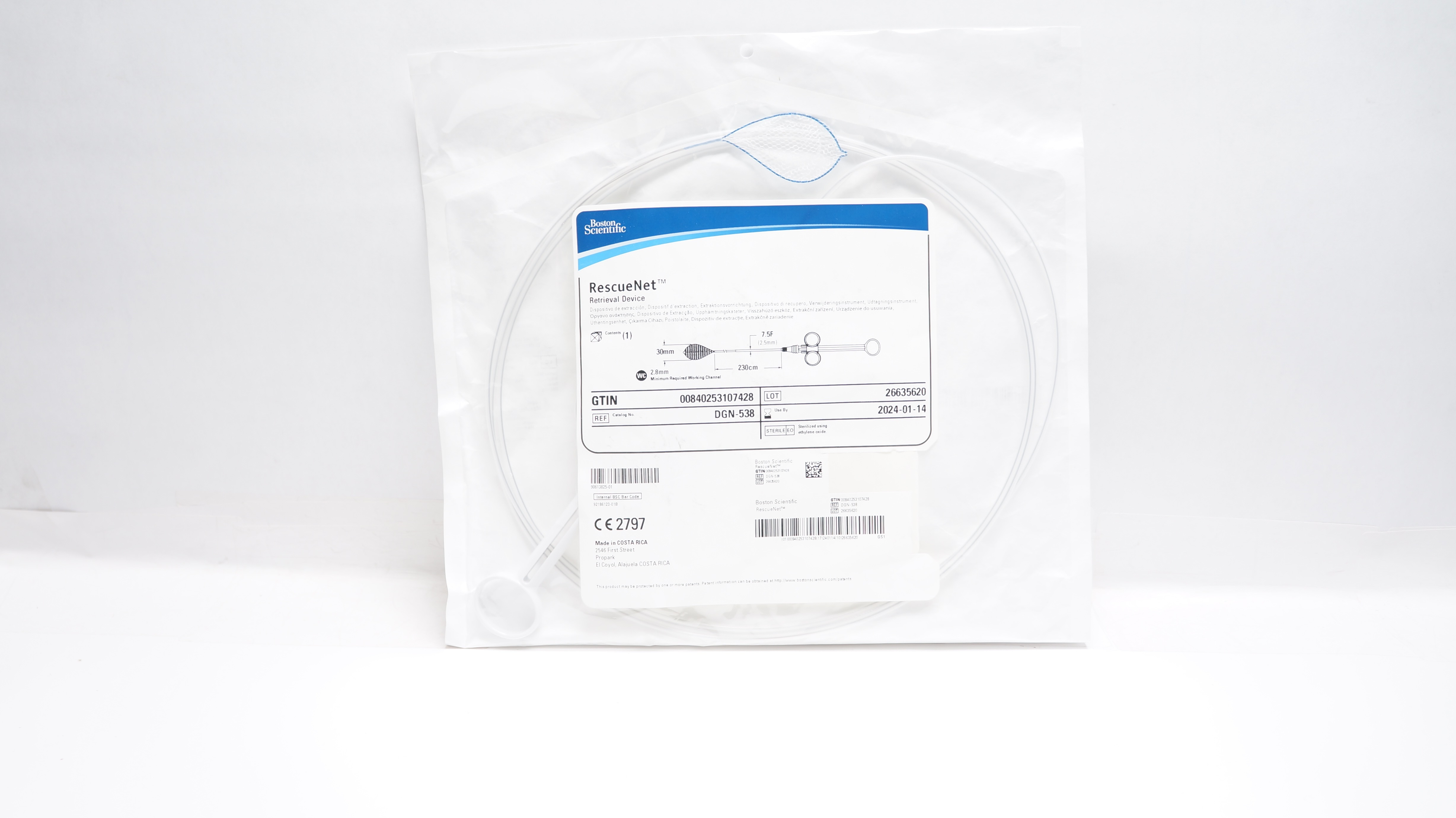 Boston Scientific DGN-538 RscueNet Retrival Device 7.5F x 230cm x 30 x 2.8mm (x)