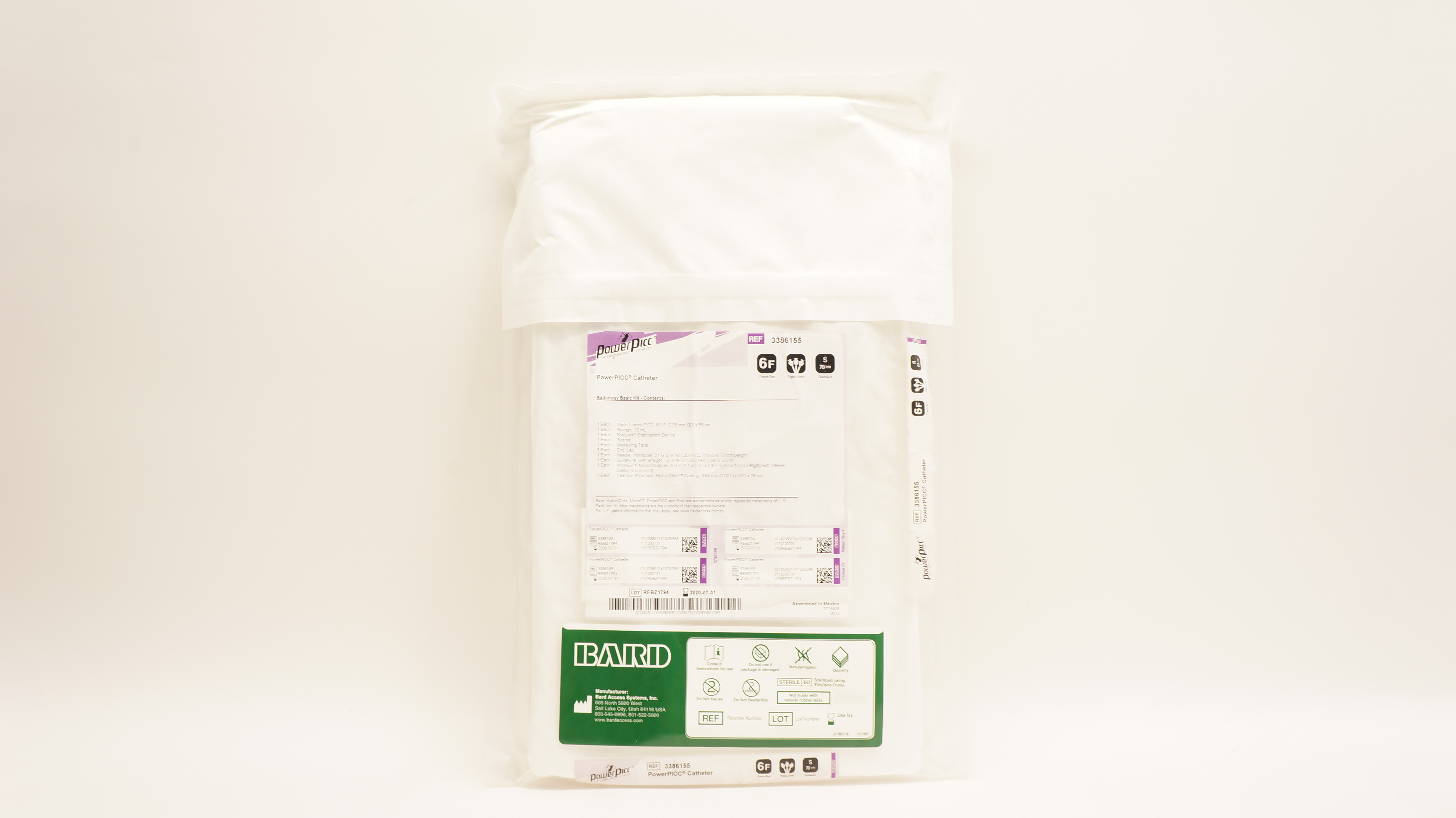 Bard 3386155 Power PICC Cath., Radiology Basic Kit Triple-Lumen 6F x 70cm (x)