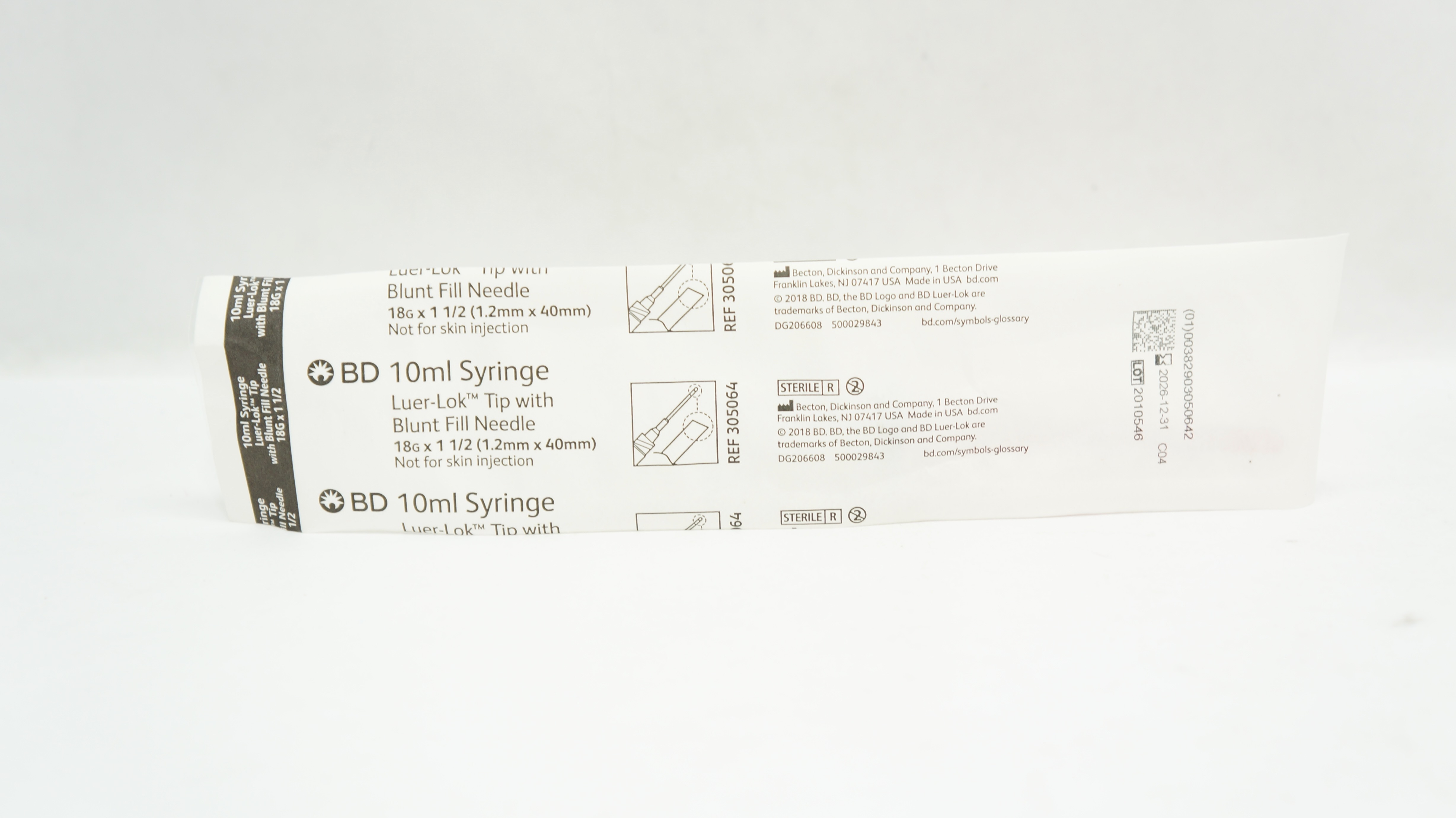 BD 305064 LuerLok Tip, Syringe with Blunt Fill Ndle 10ml, 18G x 11/2inch