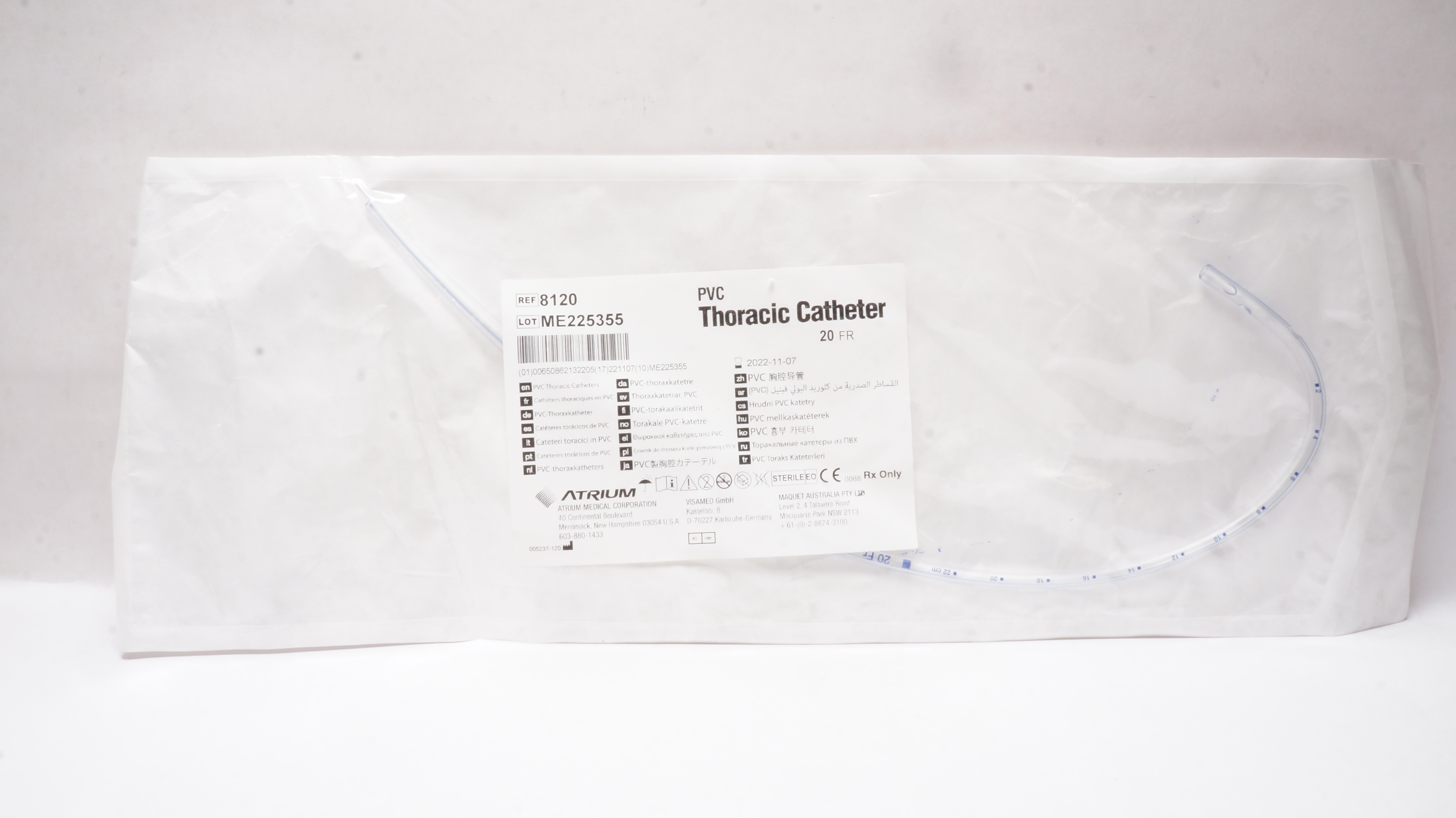 Atrium 8120 PVC Thoracic Cath. 20Fr (x)