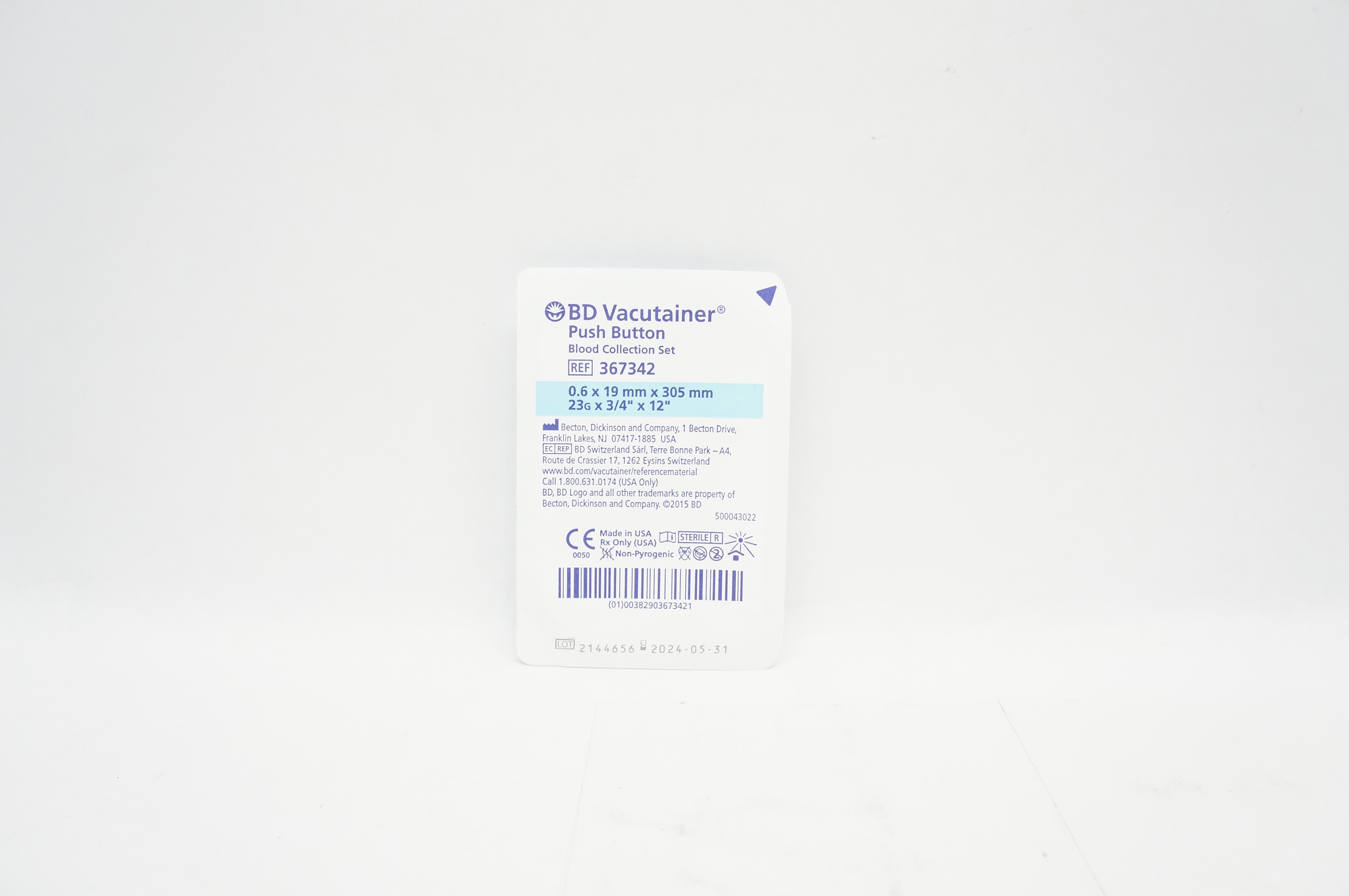 367336 BD 367342 Vacutainer Push Button Blood Collection Set 23G x 3/4inch x ...