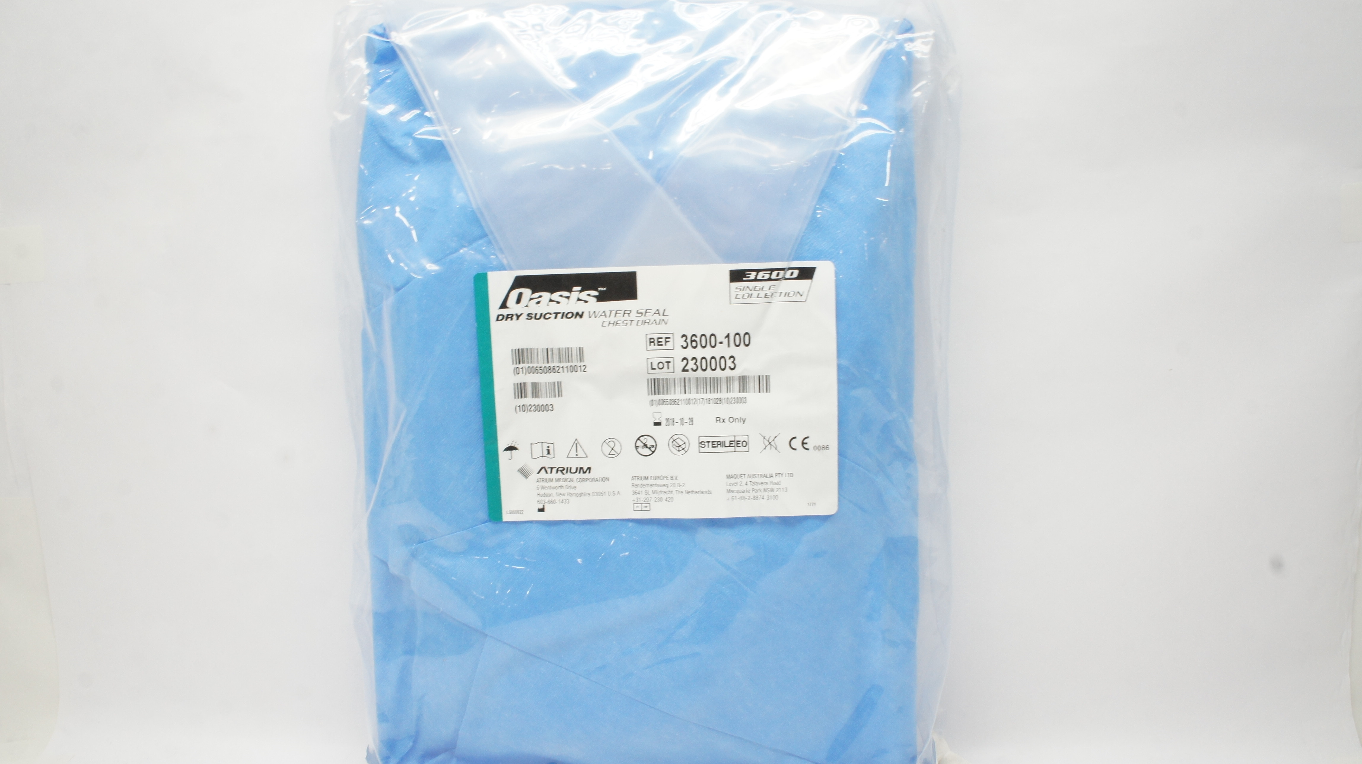 Atrium 3600-100 Oasis Dry Suction Water Seal Chest Drain (x)