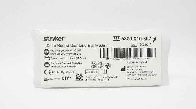 Stryker 5300-010-307 Round Diamond Bur Medium 4.0mm (x)