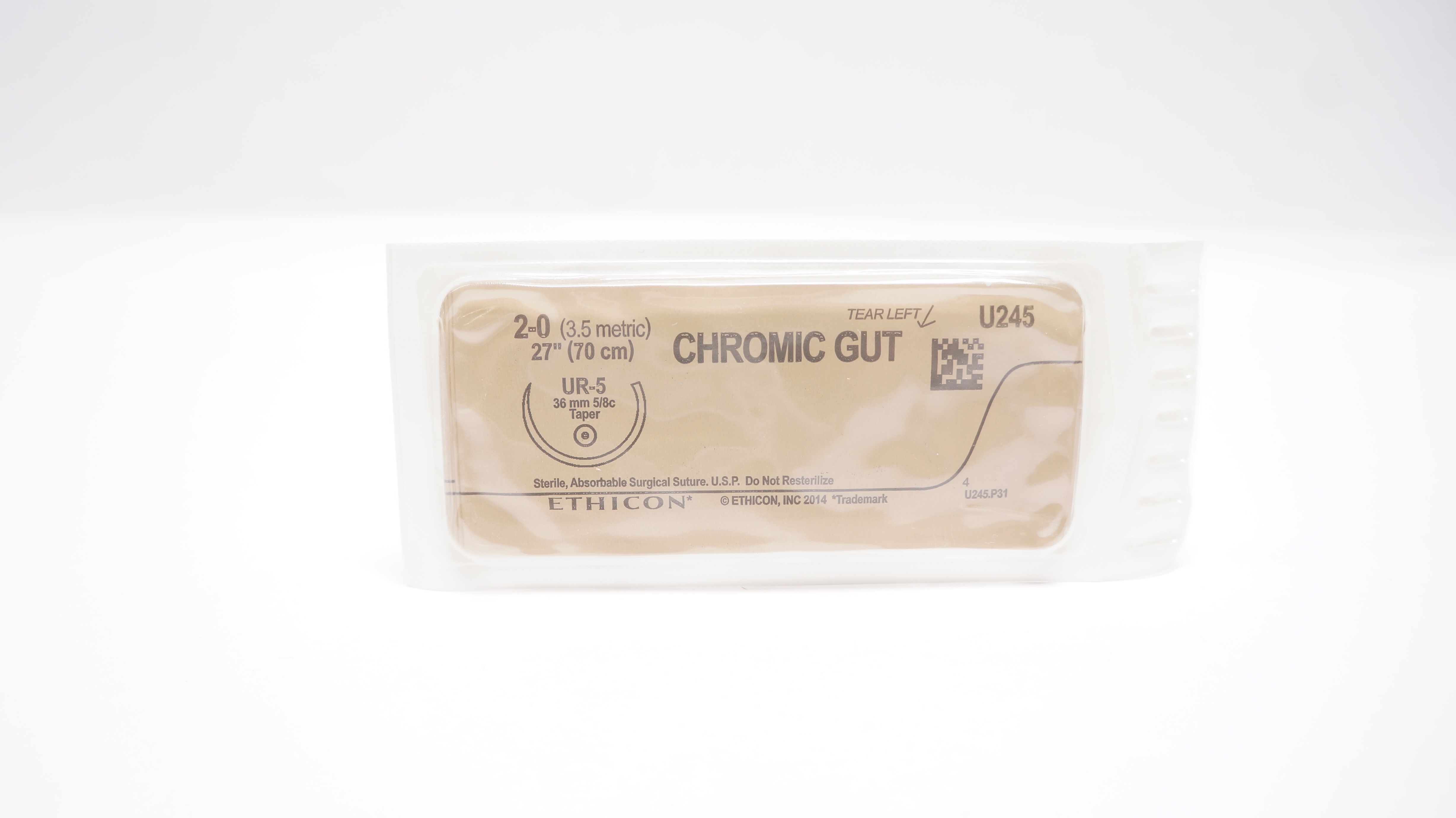 Ethicon U245 2-0 CHROMIC GUT, UR-5, 36mm 5/8c Taper, 27inch (x)