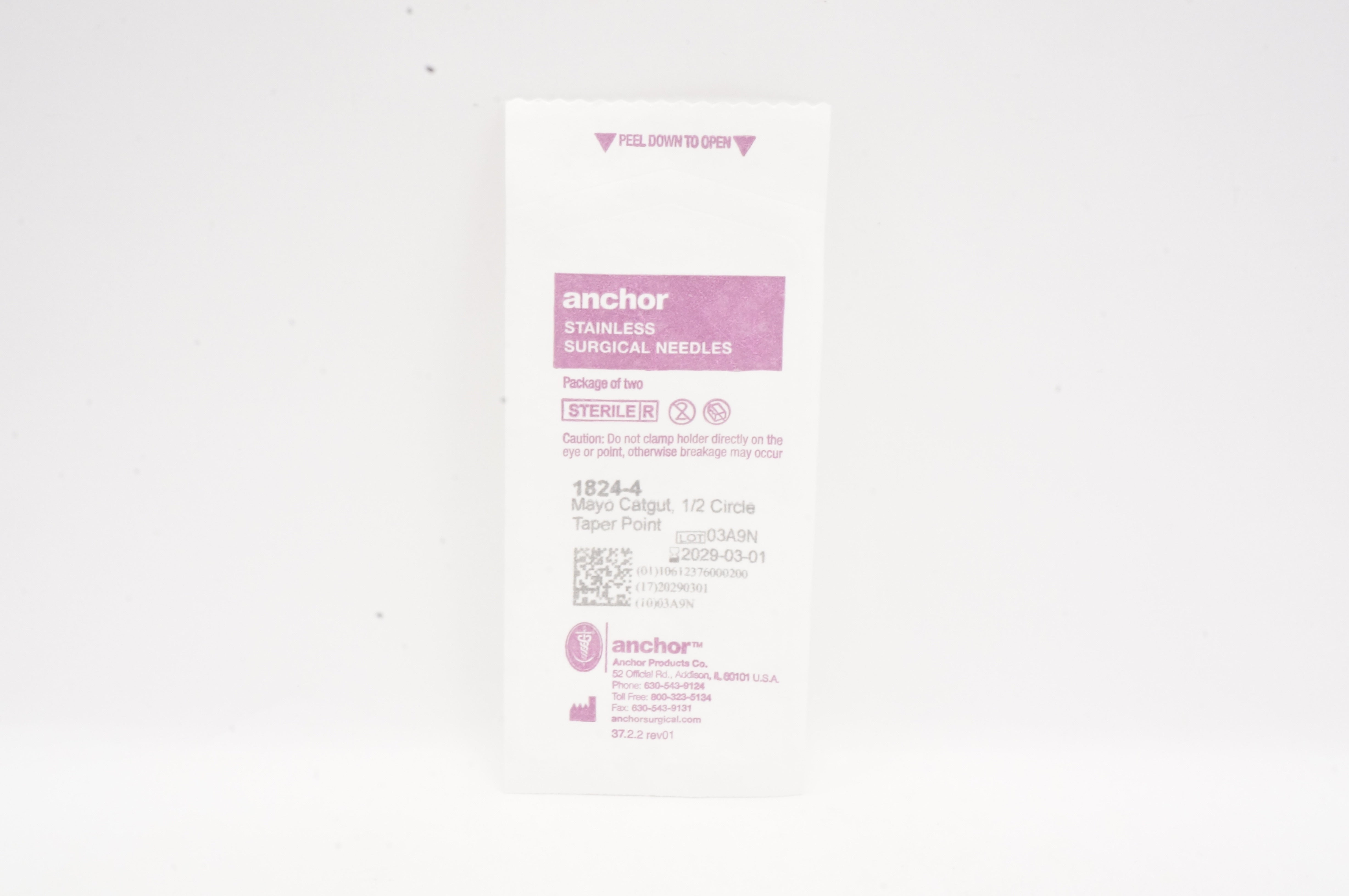 Anchor Products 1824-4 Stainless Surgical Ndles. - Package of 2
