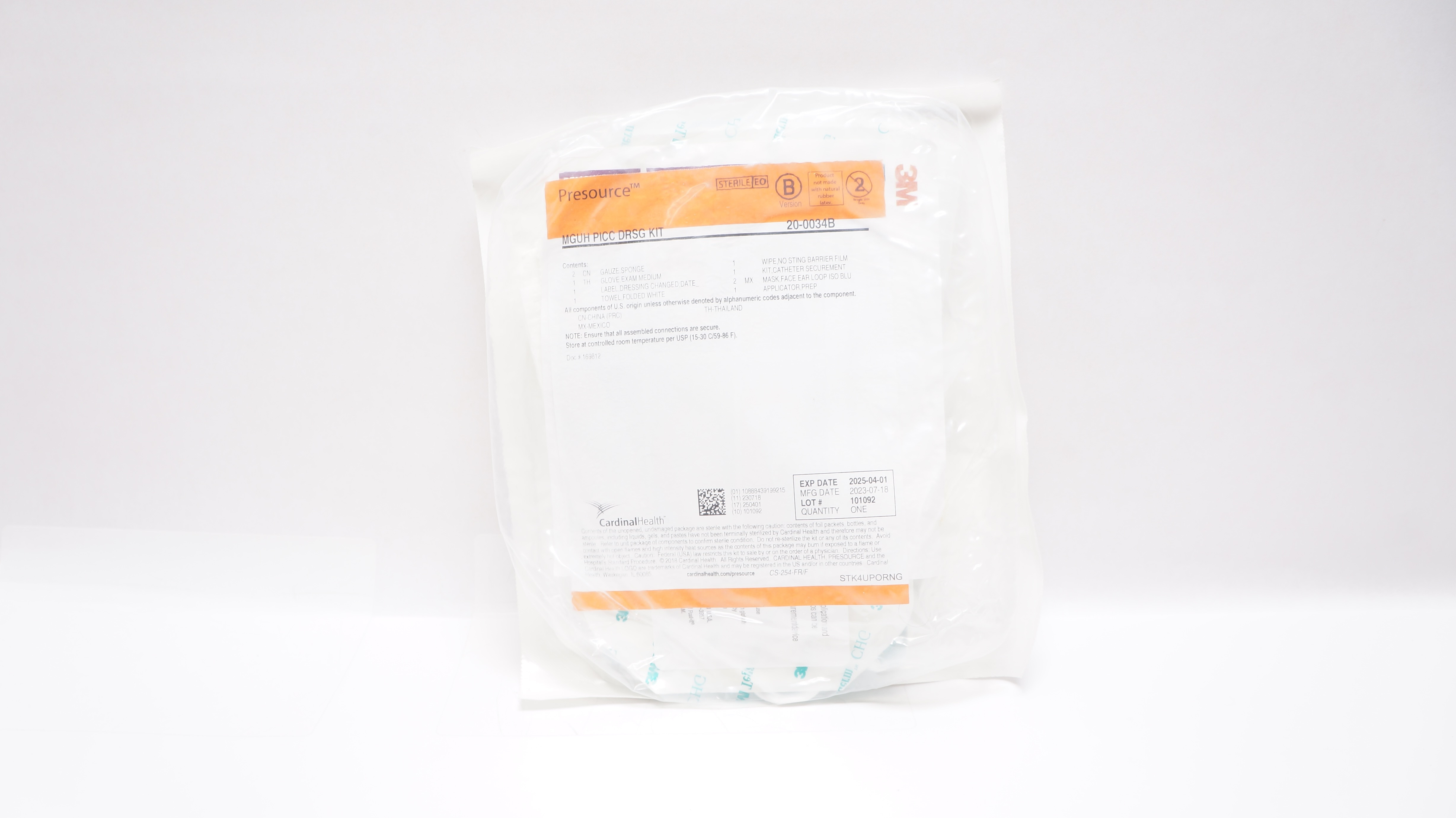 Cardinal Health 20-0034B Presource MGUH PICC DRSG Kit