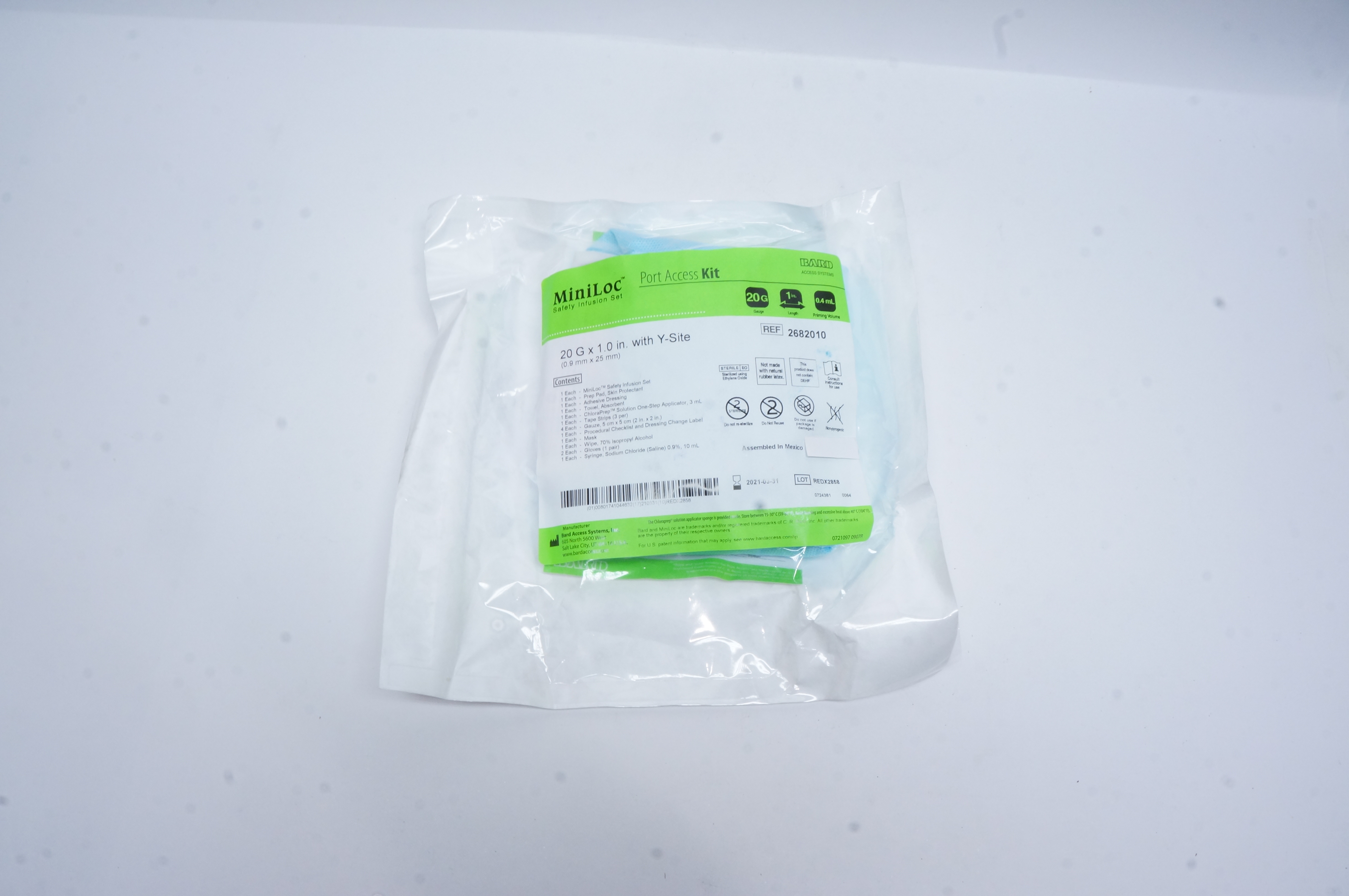 Bard 2682010 MiniLoc Port Access Kit 20G x 1inch with Y-Site