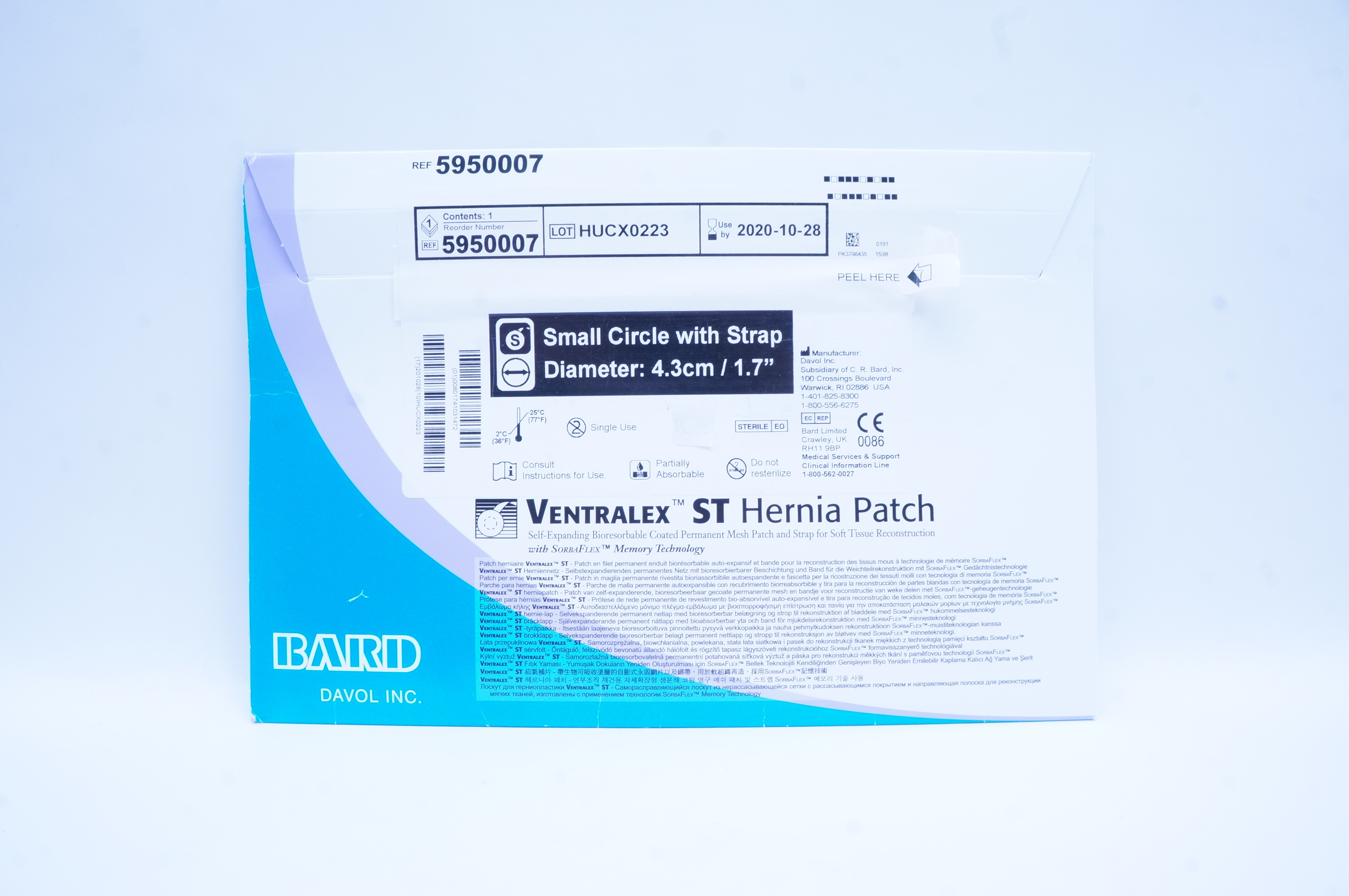Bard 5950007 Davol Ventralex ST Hernia Patch,Small Circle with Strap 1.7inch (x)