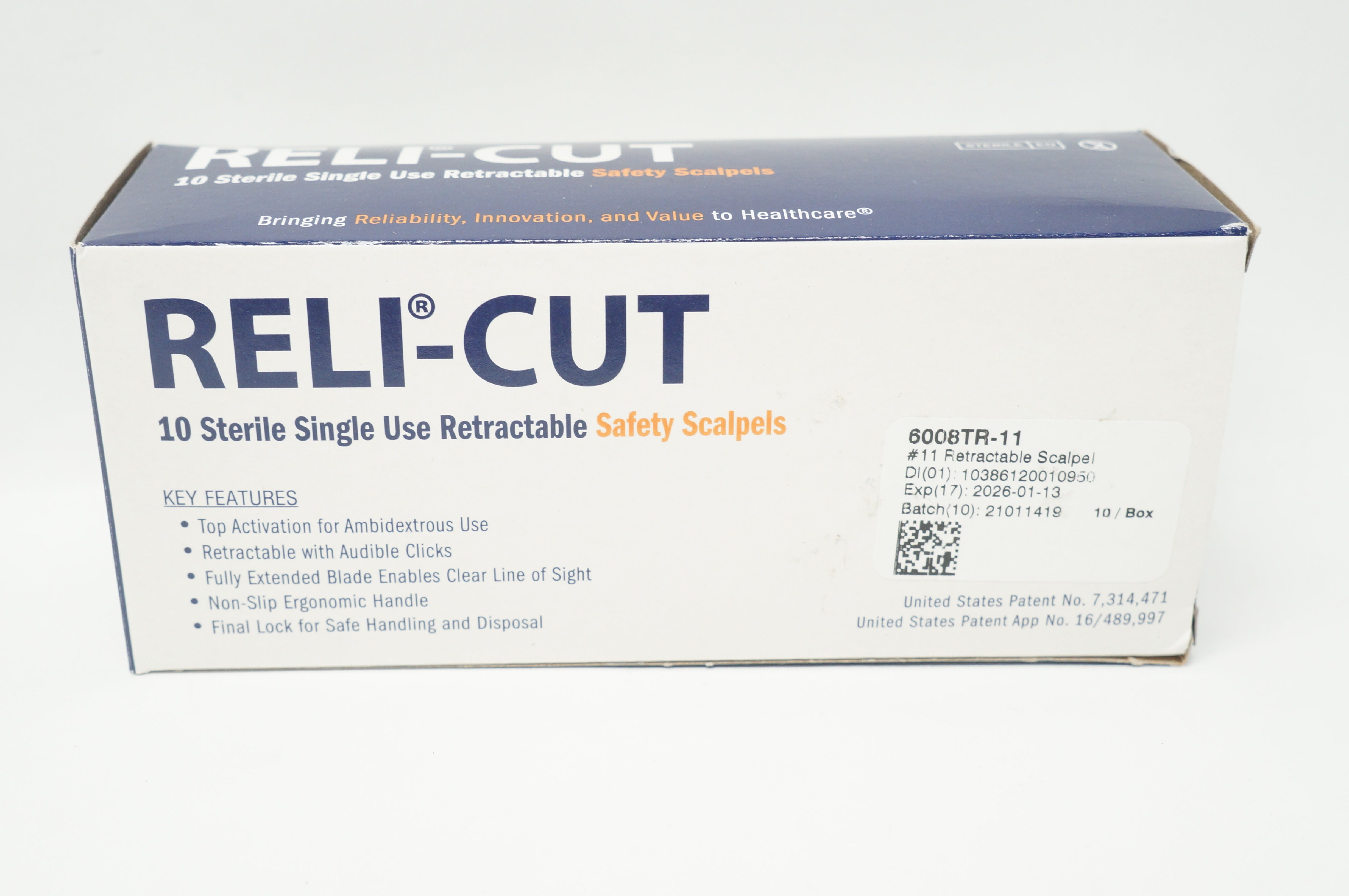 MYCO Medical 6008TR-11 Reli-Cut Retractable Safety Scalpels #11 - Box of 10