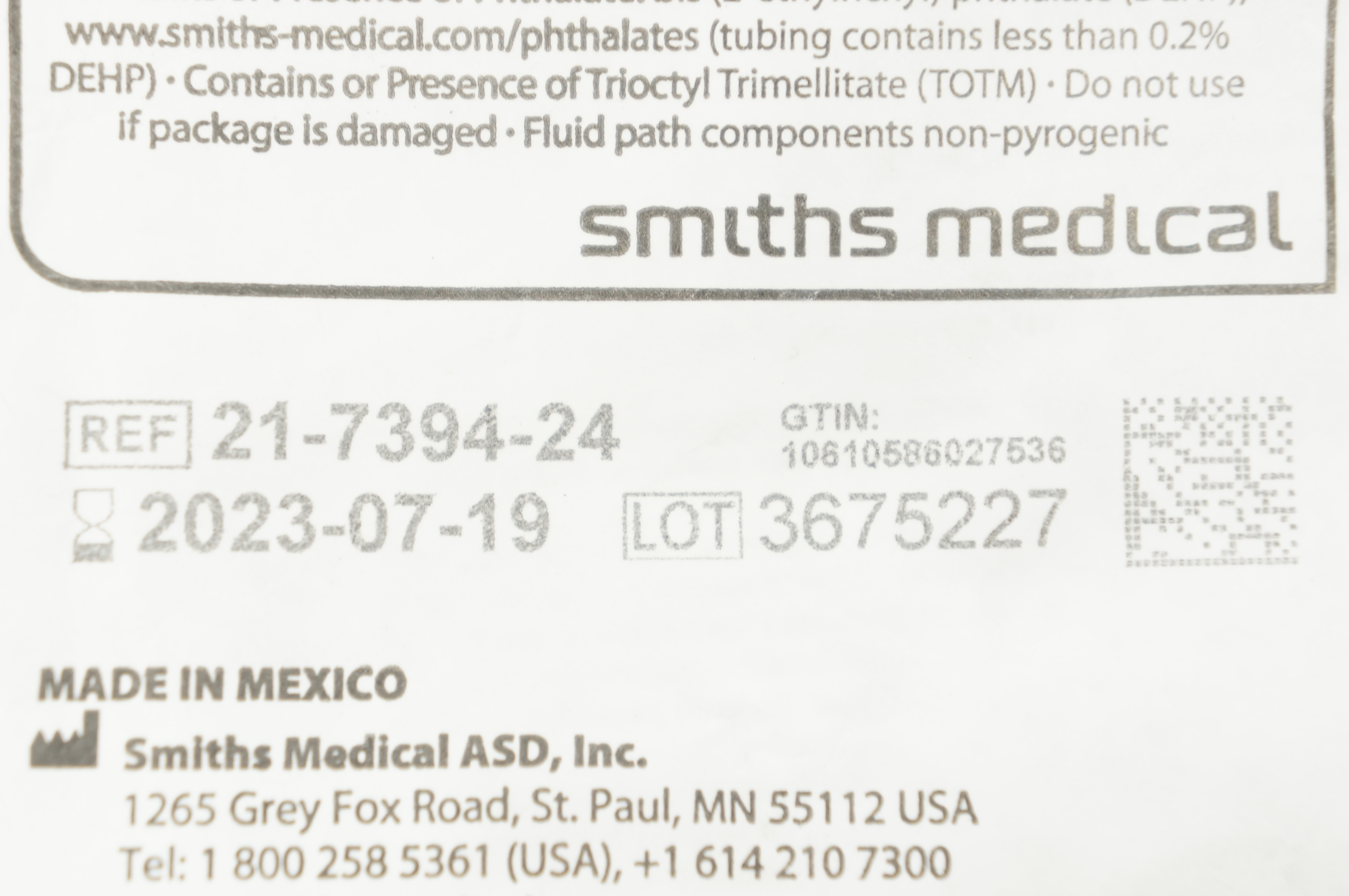 Smiths Medical 21-7394-24 CADD Administration Set 108 inch x 3.3mL