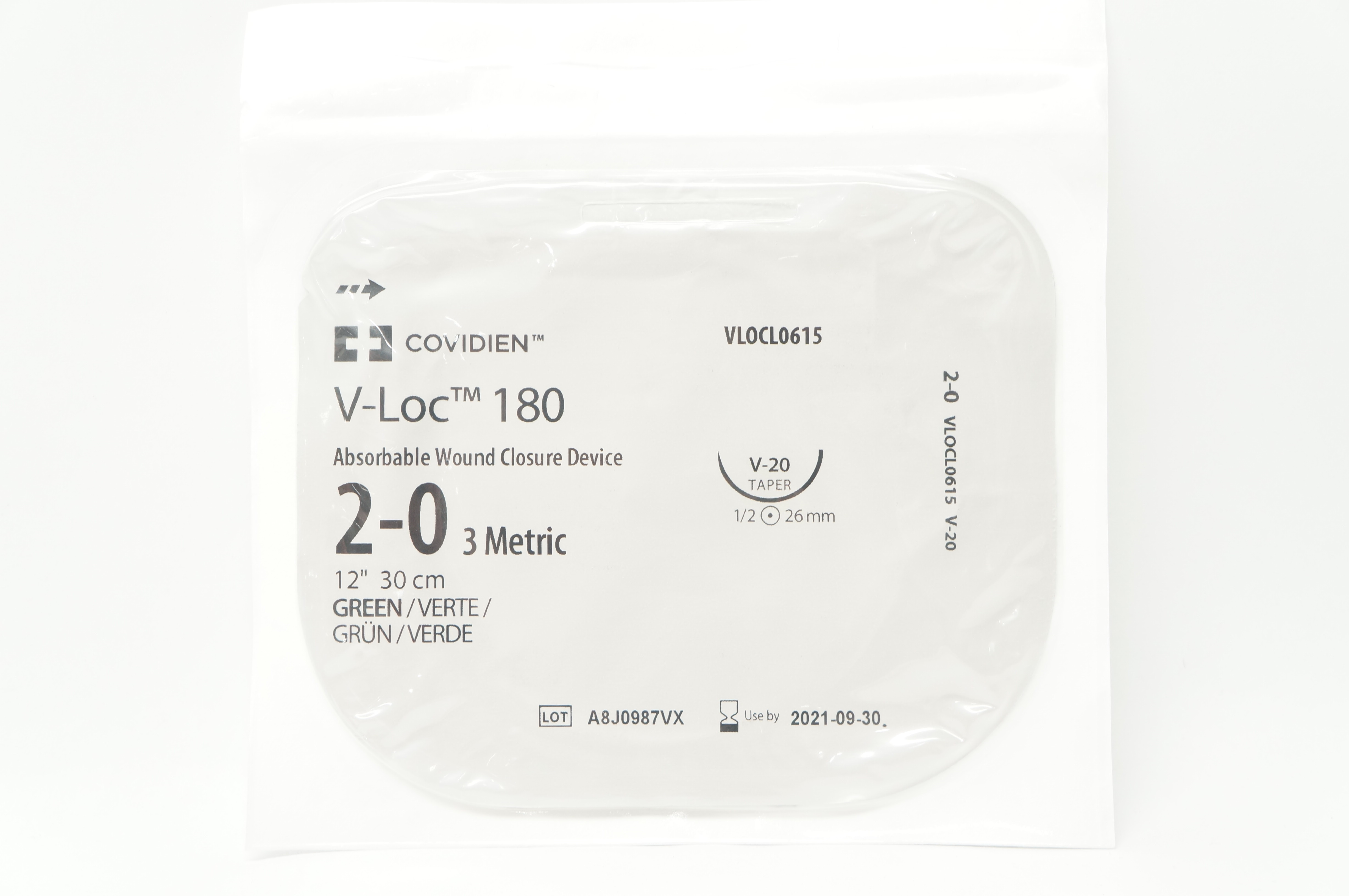 Covidien VLOCL0615 2-0 V-Loc 180, V-20, 1/2 26mm, 12inch (x)
