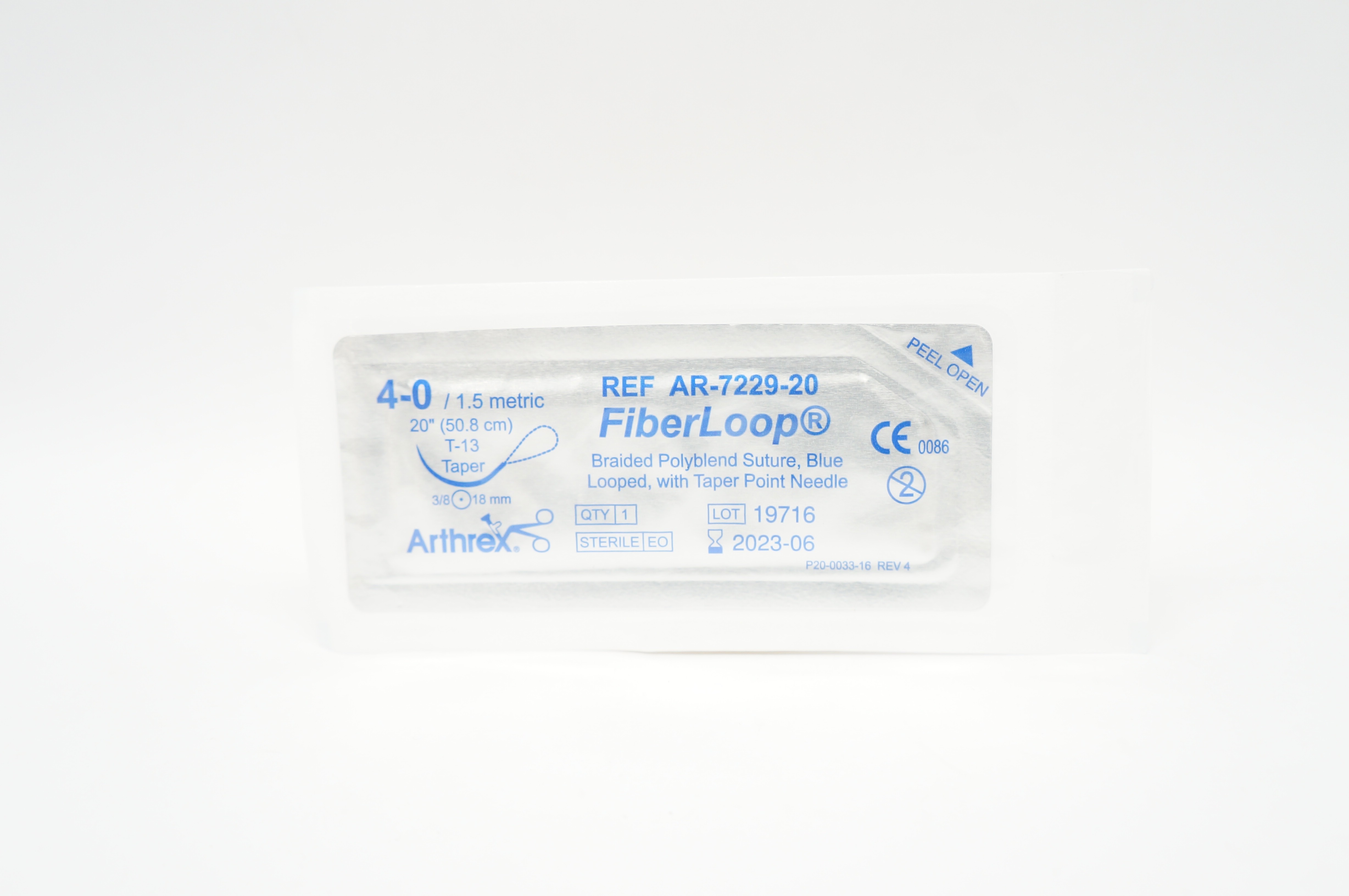 Arthrex AR-7229-20 4-0 FiberLoop, T-13 Taper, 3/8c 18mm, 20inch