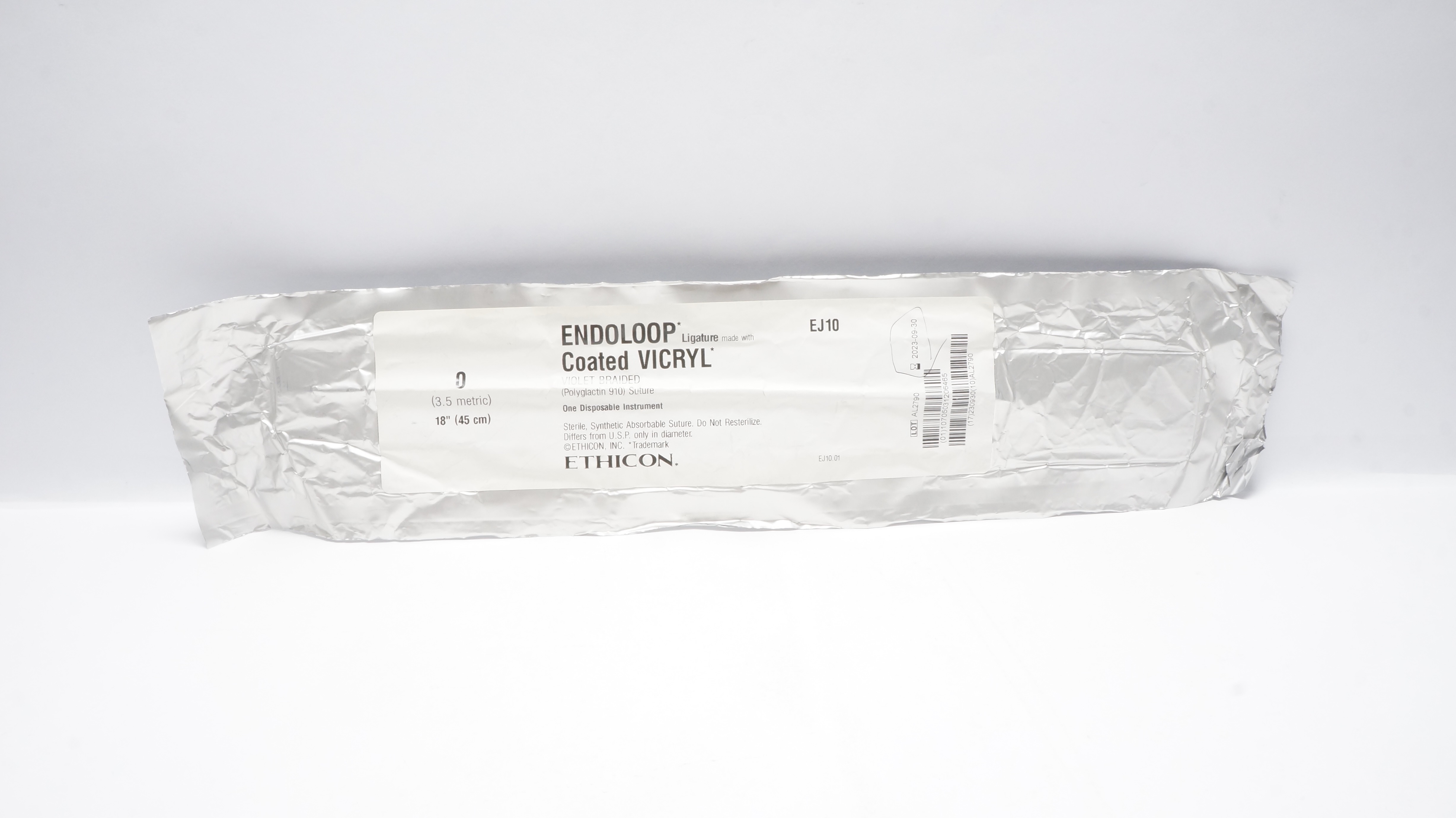 Ethicon EJ10 0 ENDOLOOP Ligature Made with COATED VICRYL 18inch (x)