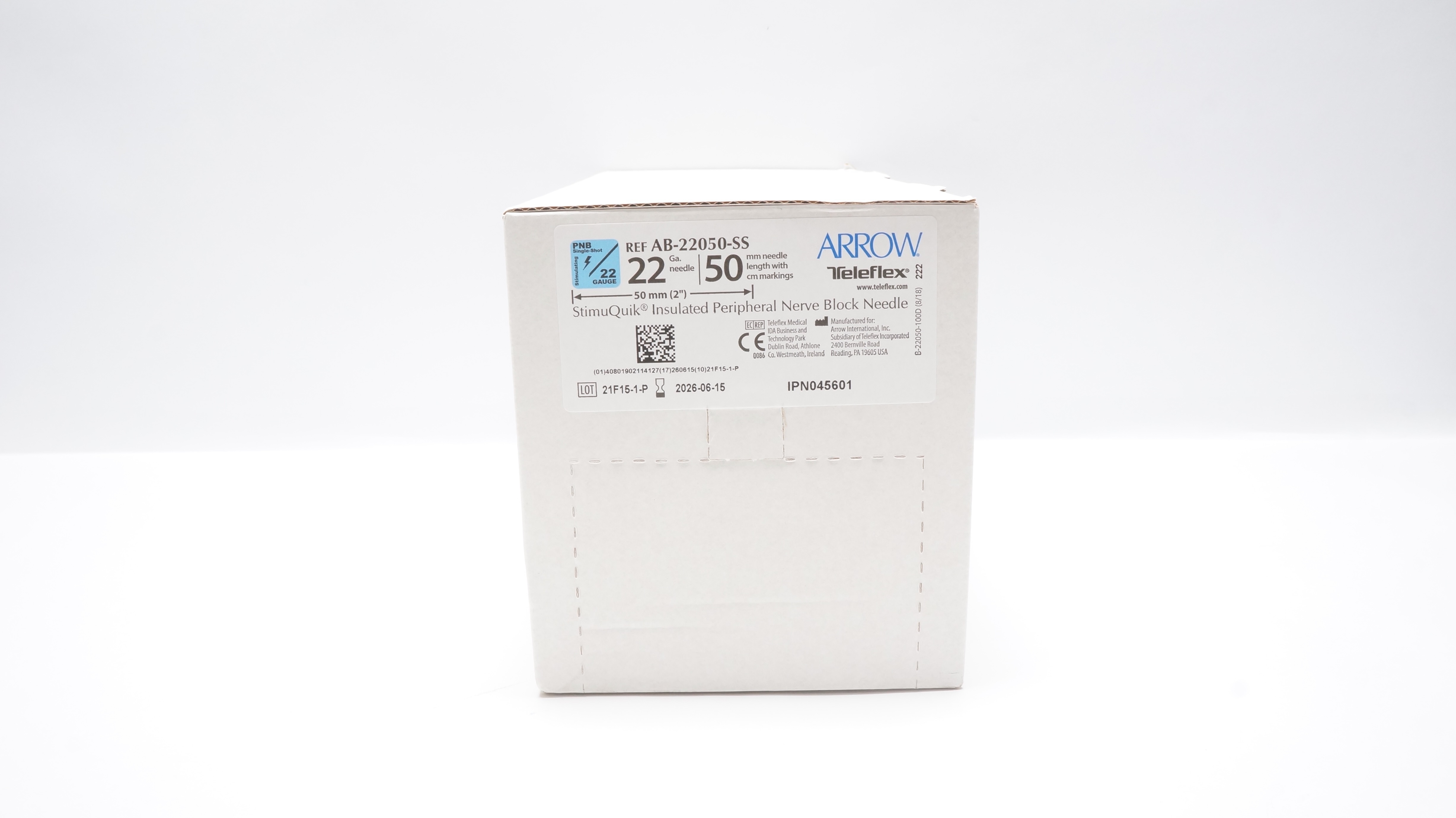 Teleflex AB-22050-SS Arrow Peripheral Nerve Block Ndle 22Gx2inch - Box of 25