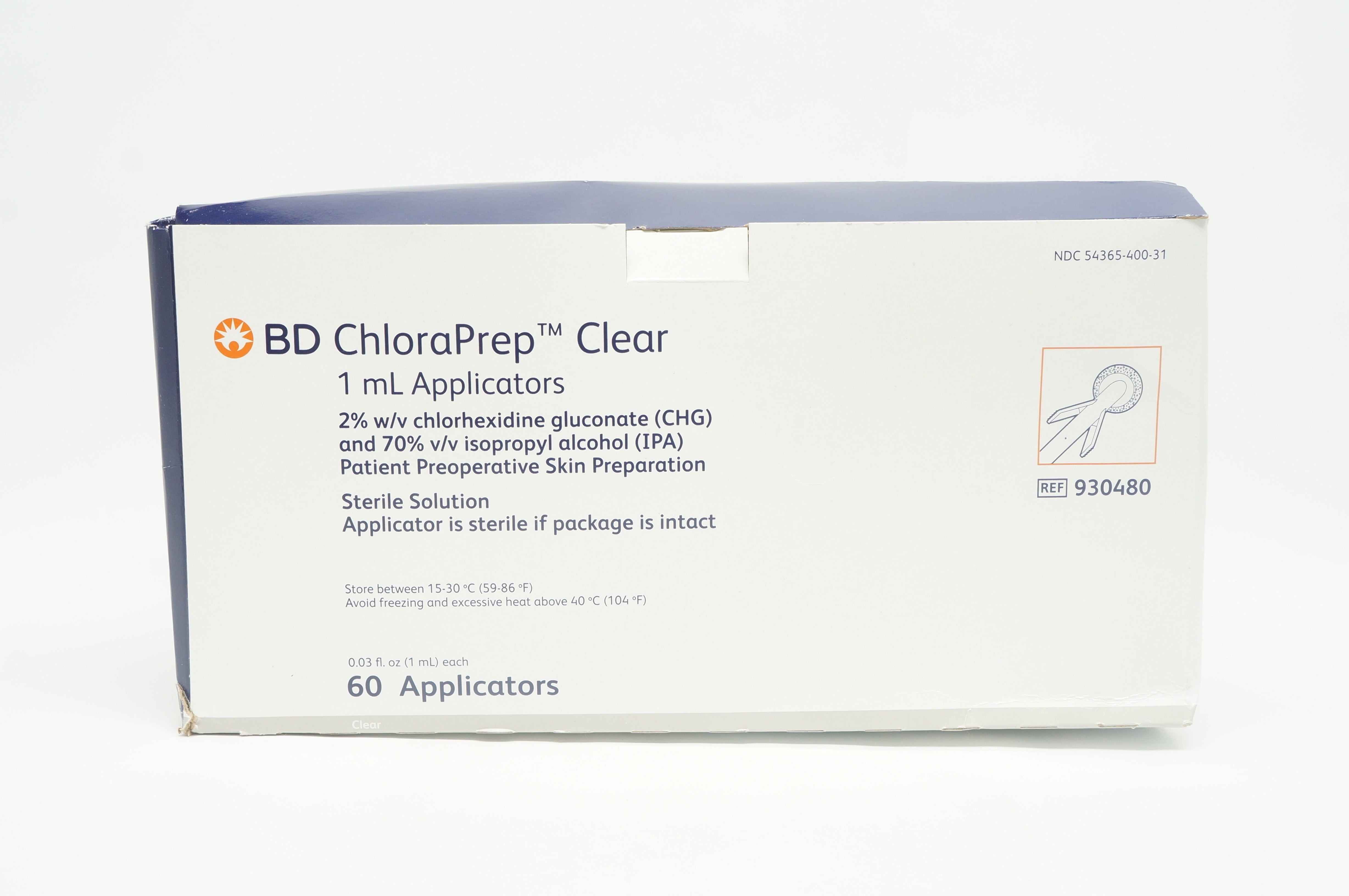 BD 930480 ChloraPrep Clear 1ml Applicators 0.03 fl. oz. Box of 49