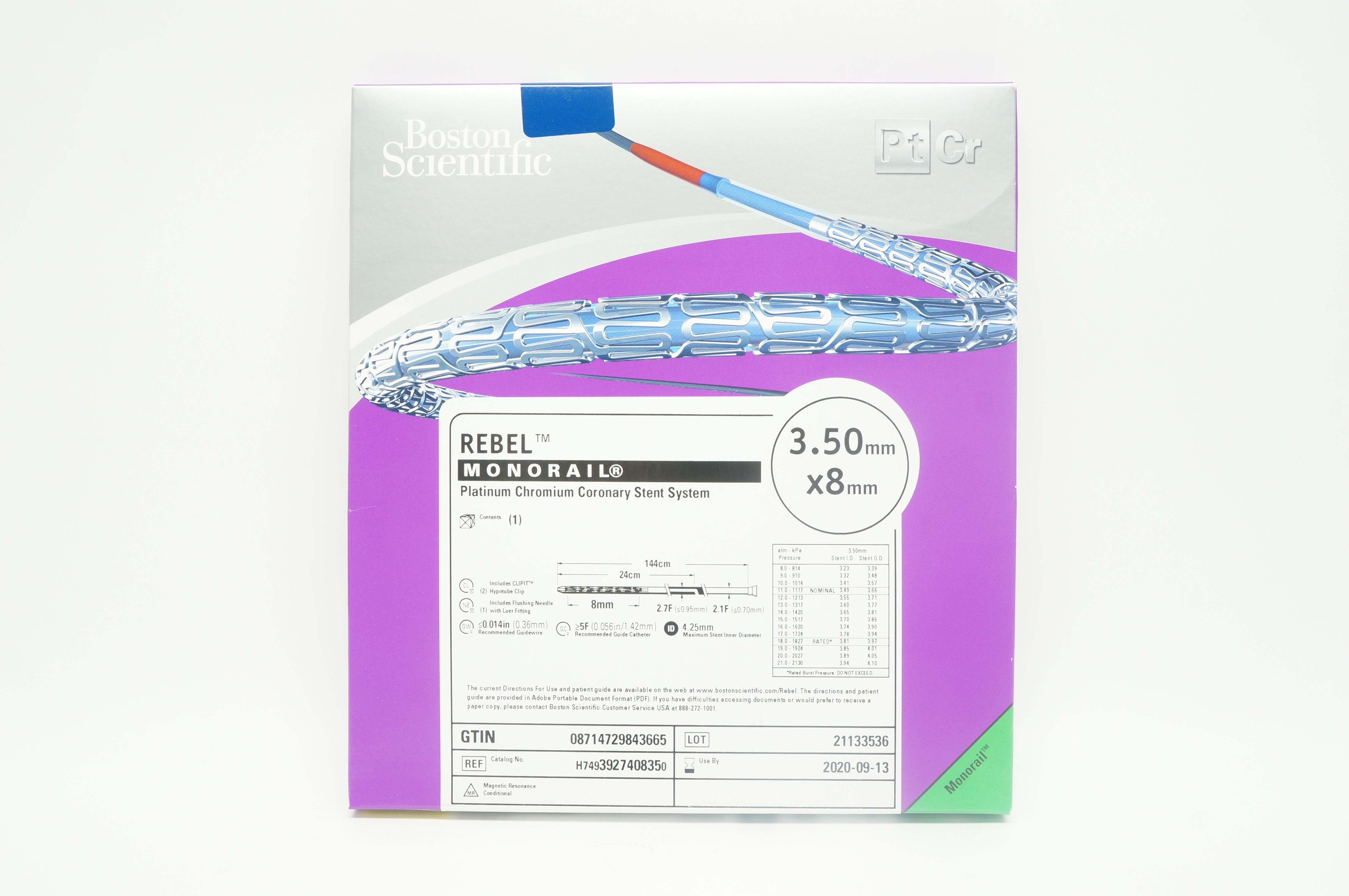 Boston Scientific H7493927408350 Rebel Monorail Stnt System 3.50mm x 8mm (x)