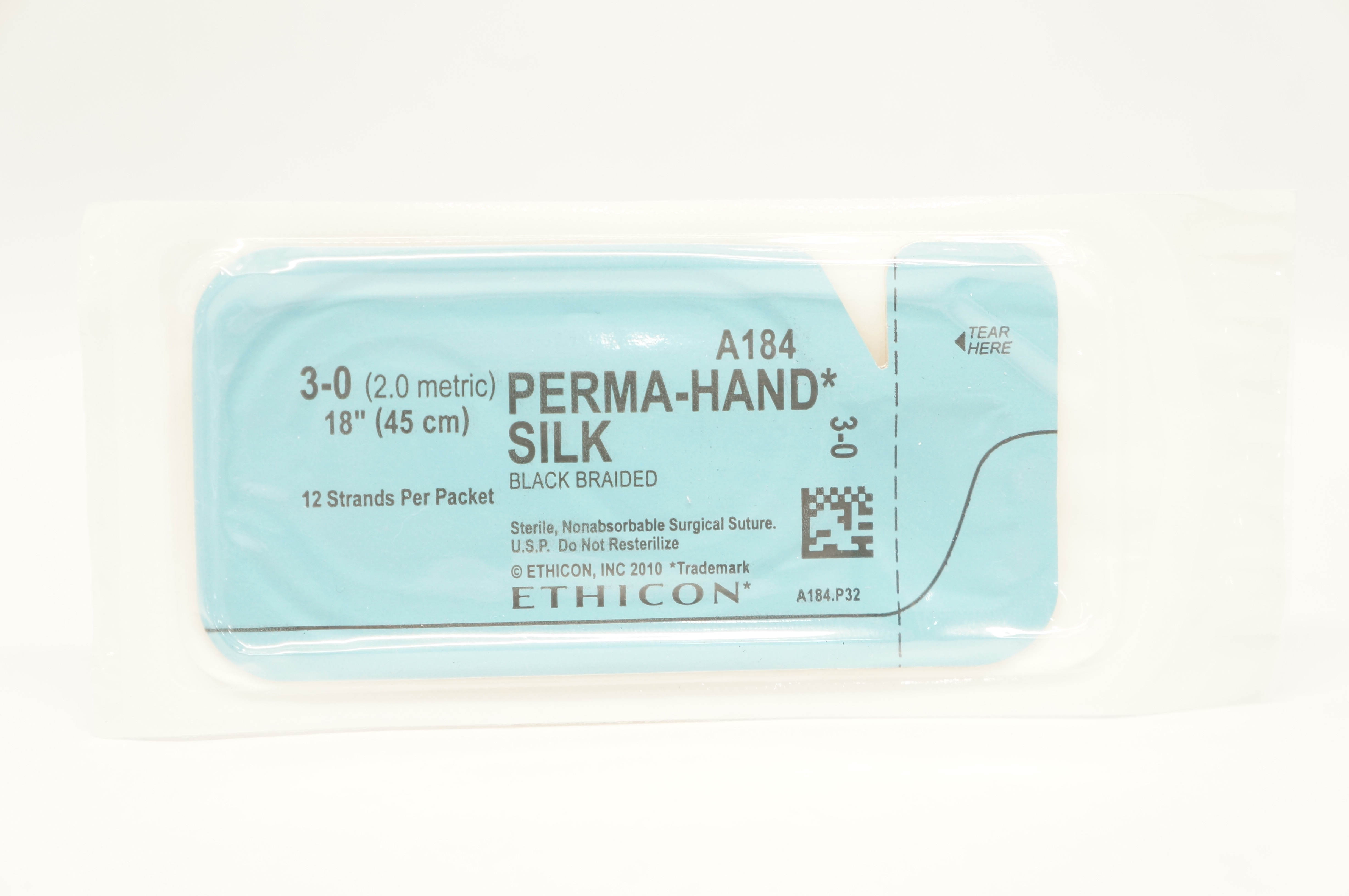 Ethicon A184 3-0 Perma-Hand Silk Surgical Stre Black Braided, 18inch