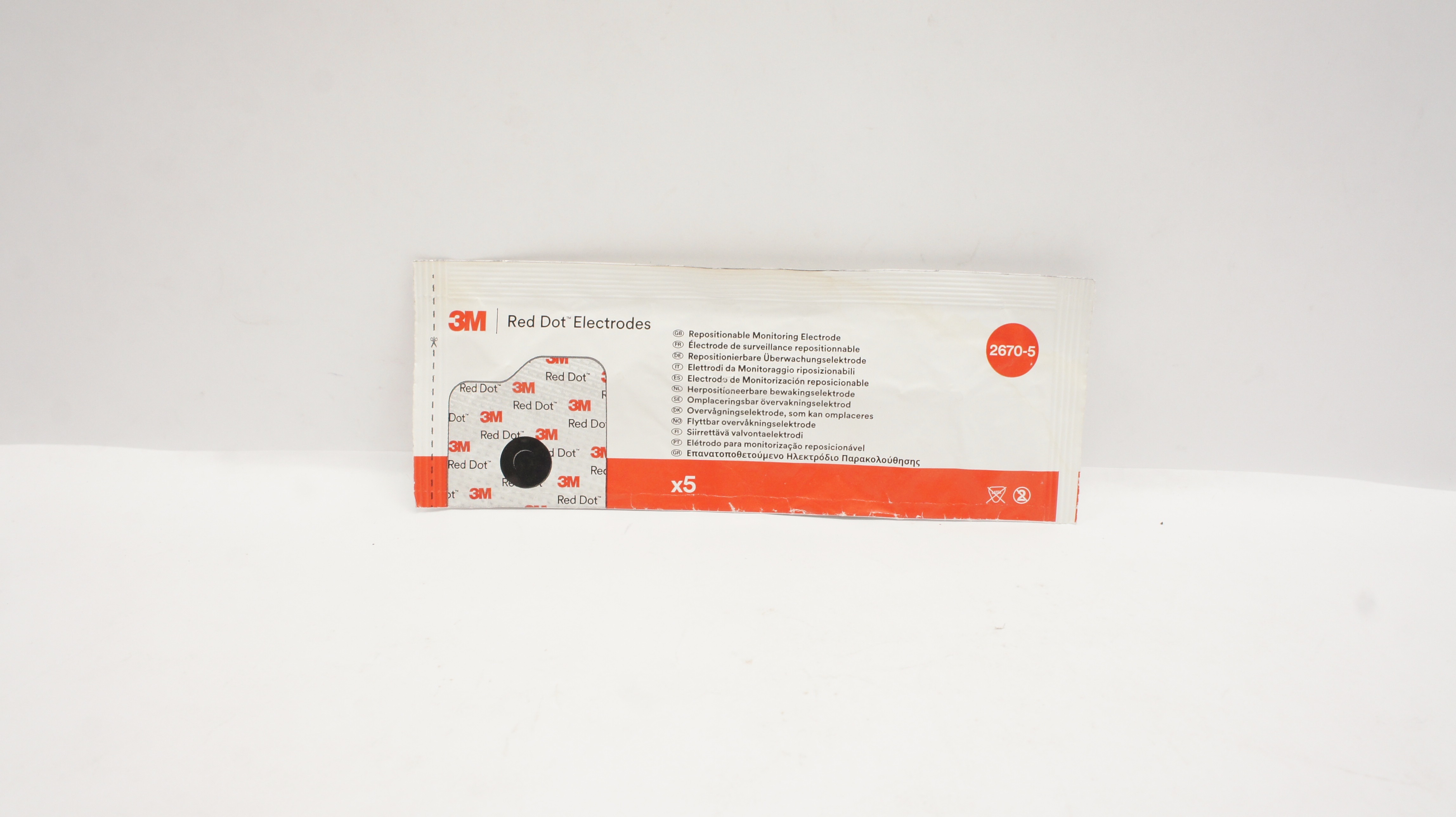 3M 2670-5 Red Dot Electrodes Repositionable Monitoring Electrode- Pack of 5 (x)