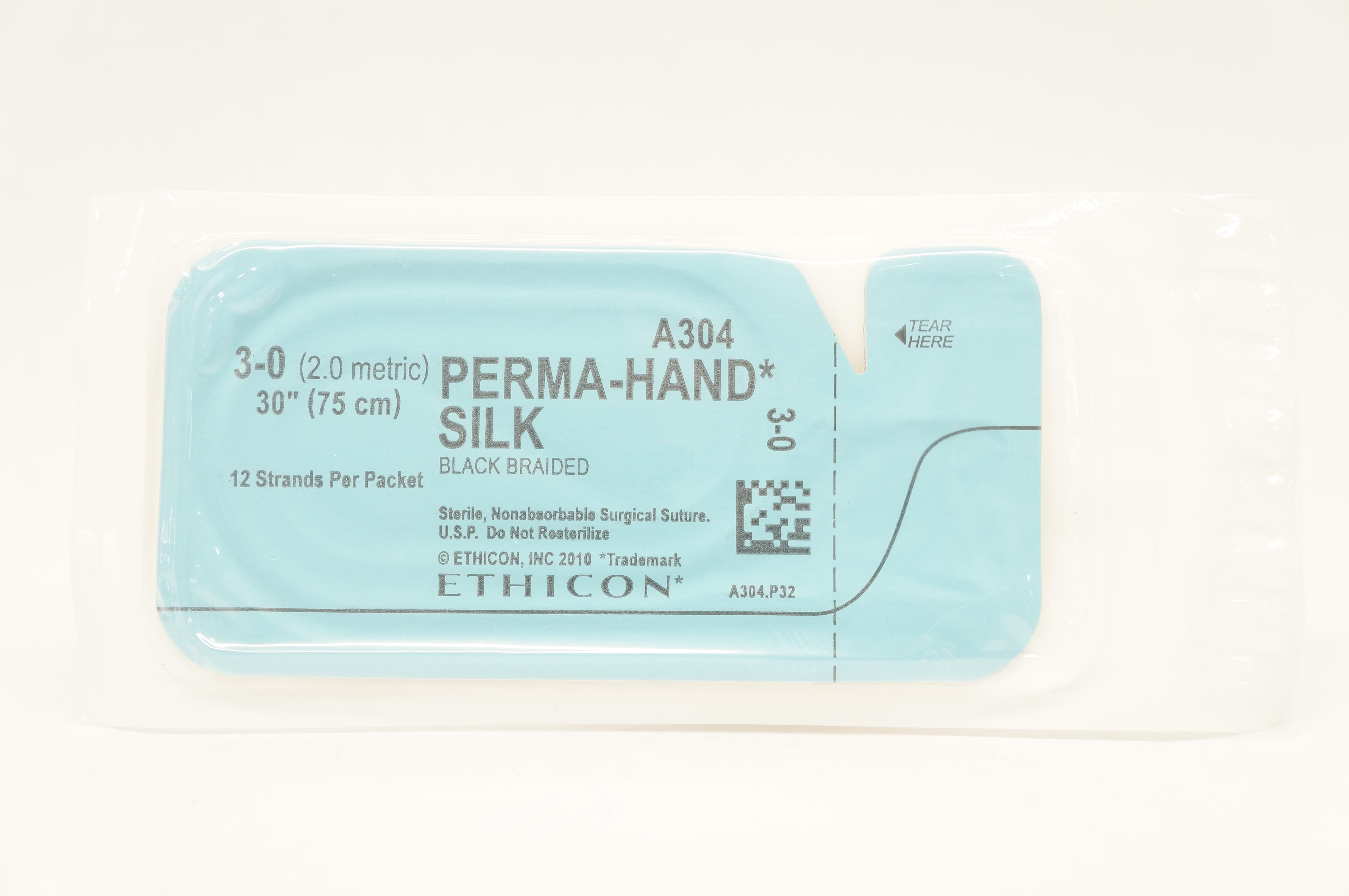 Ethicon A304 3-0 Perma-Hand Silk Black Braided Surgical Stre 30 inch