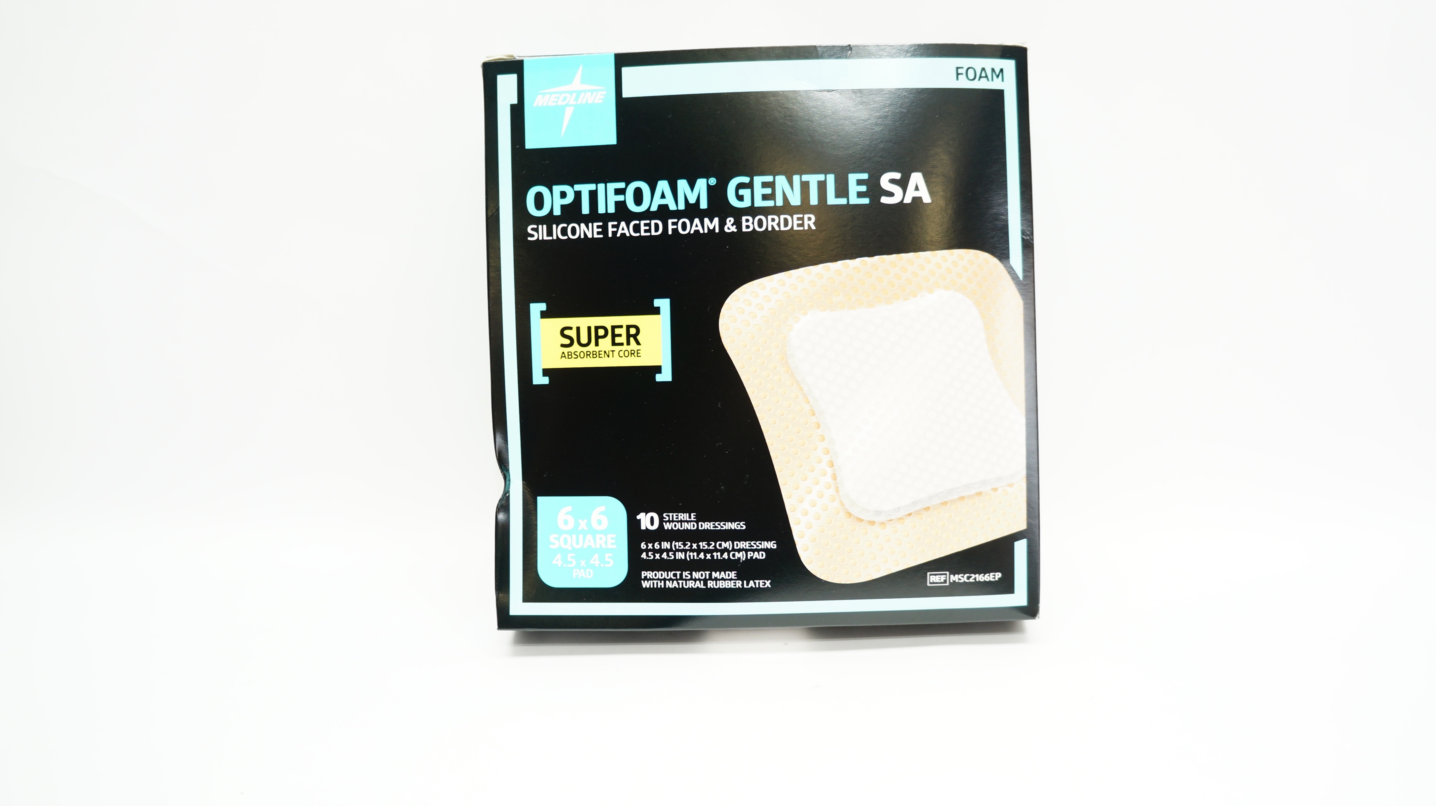 Medline MSC2166EP Silicone Faced Foam & Border 6x6inch, 4.5x4.5inch - Box of 9