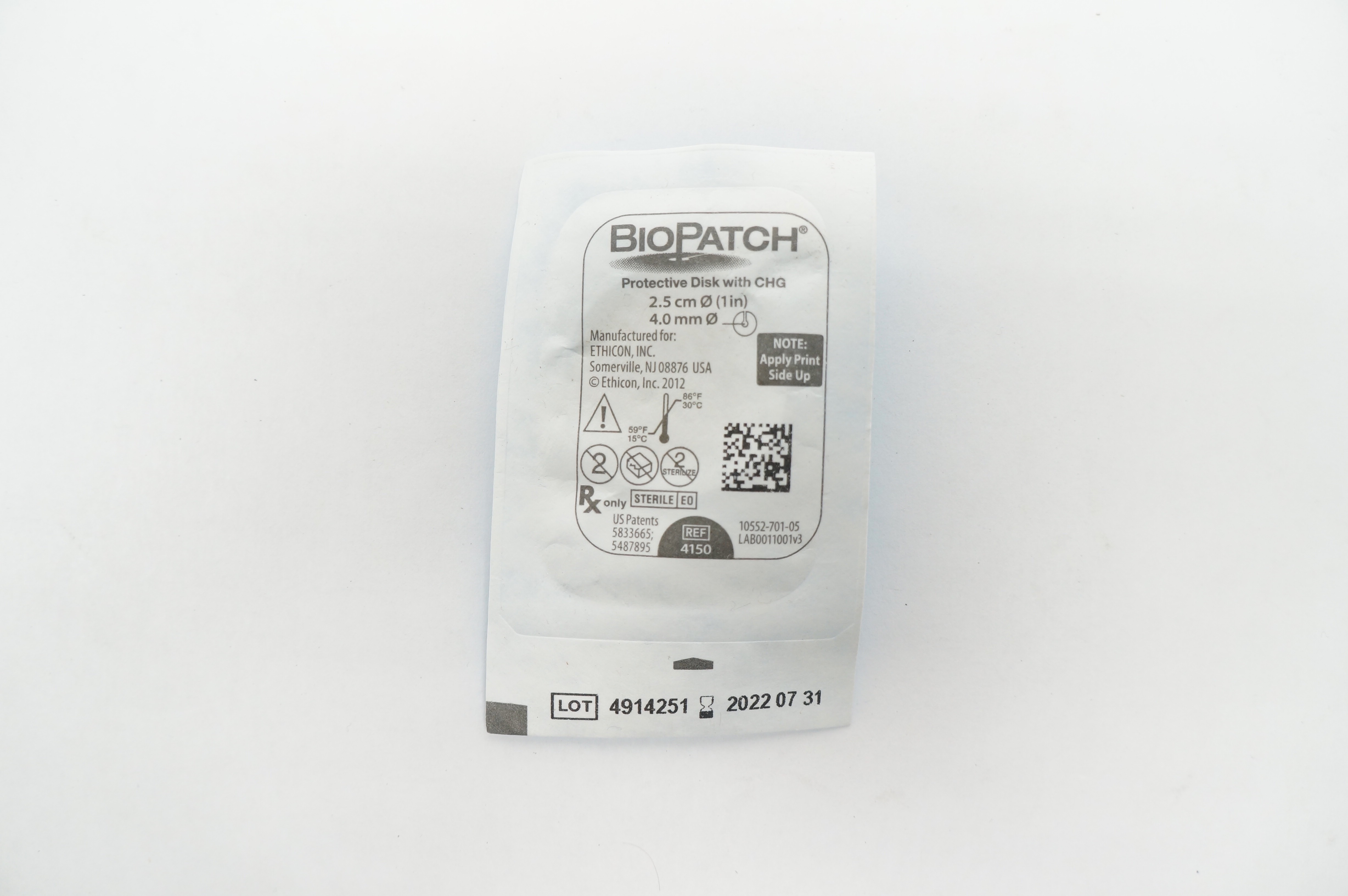 Ethicon 4150 BioPatch Protective Disk with CHG 1inch x 4.0mm (x)