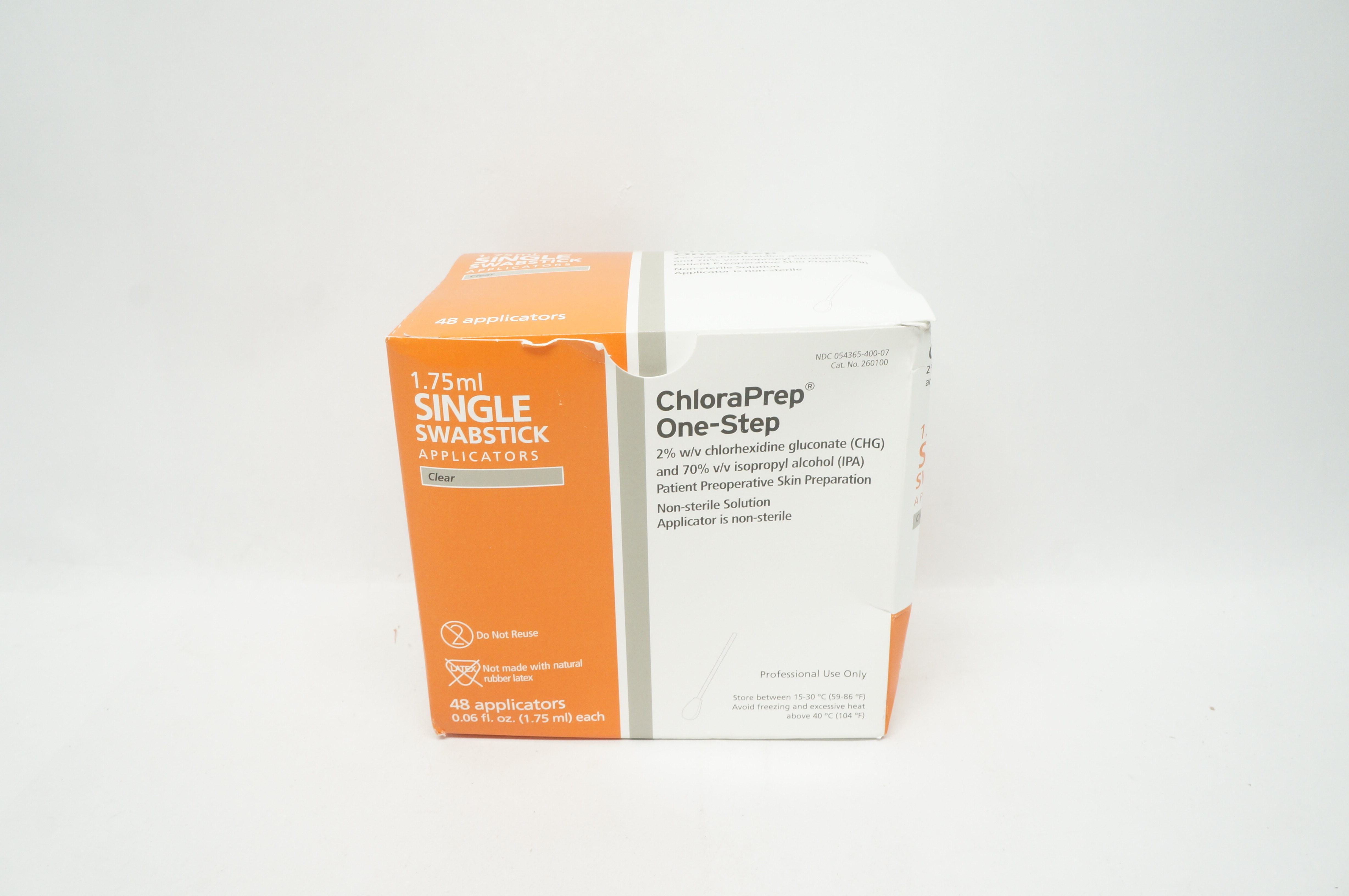 CareFusion 260100 ChloraPrep Single Swabstick 1.75 ml Applicator - Box of 48