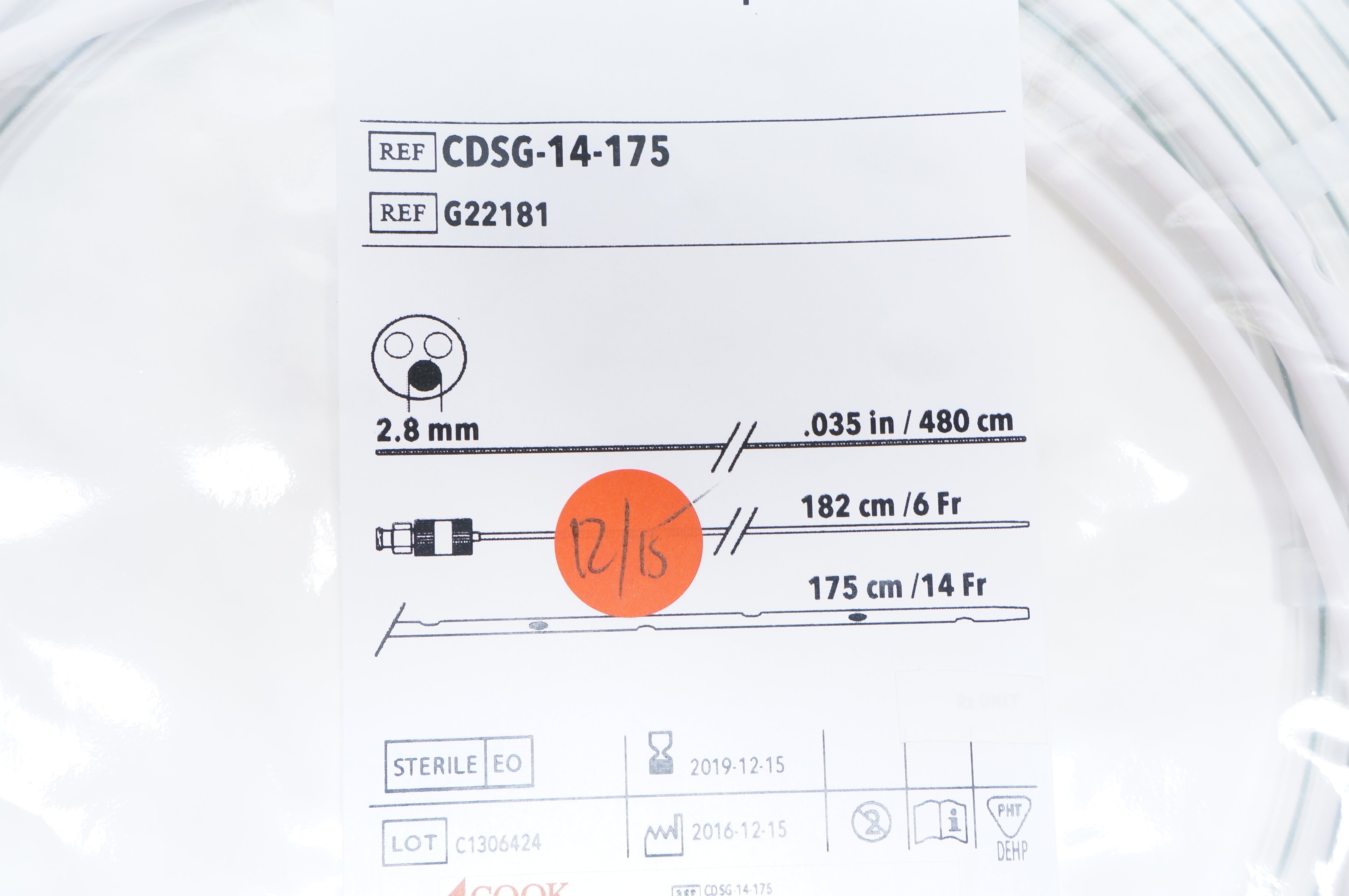 Cook G22181 14Fr Colon Decompression Set 2.8mm x 0.35inch x 480cm (x)