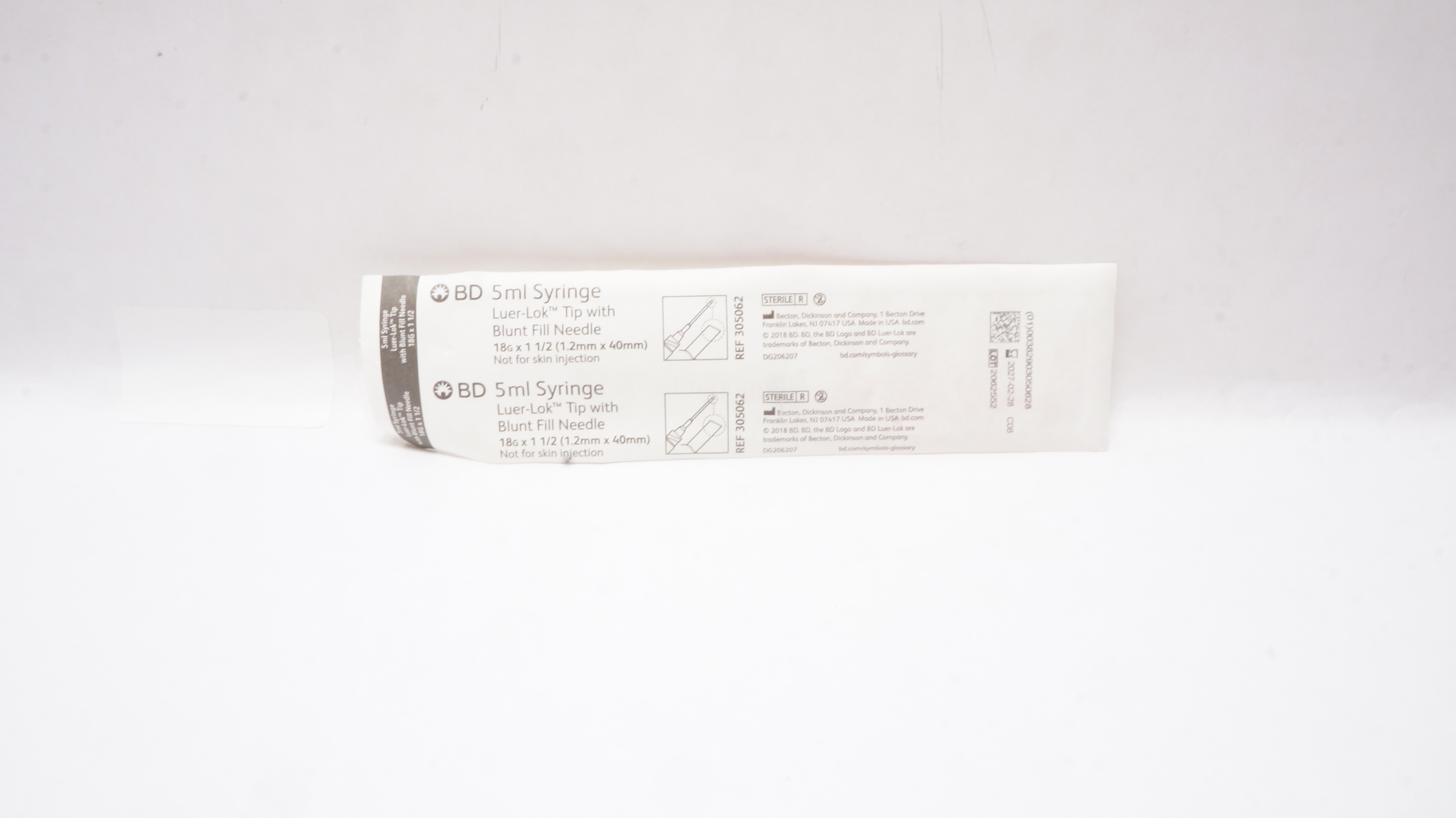 BD 305062 Syringe LuerLock Tip with Blunt Fill Ndle 5ml 18G x 1 1/2inch