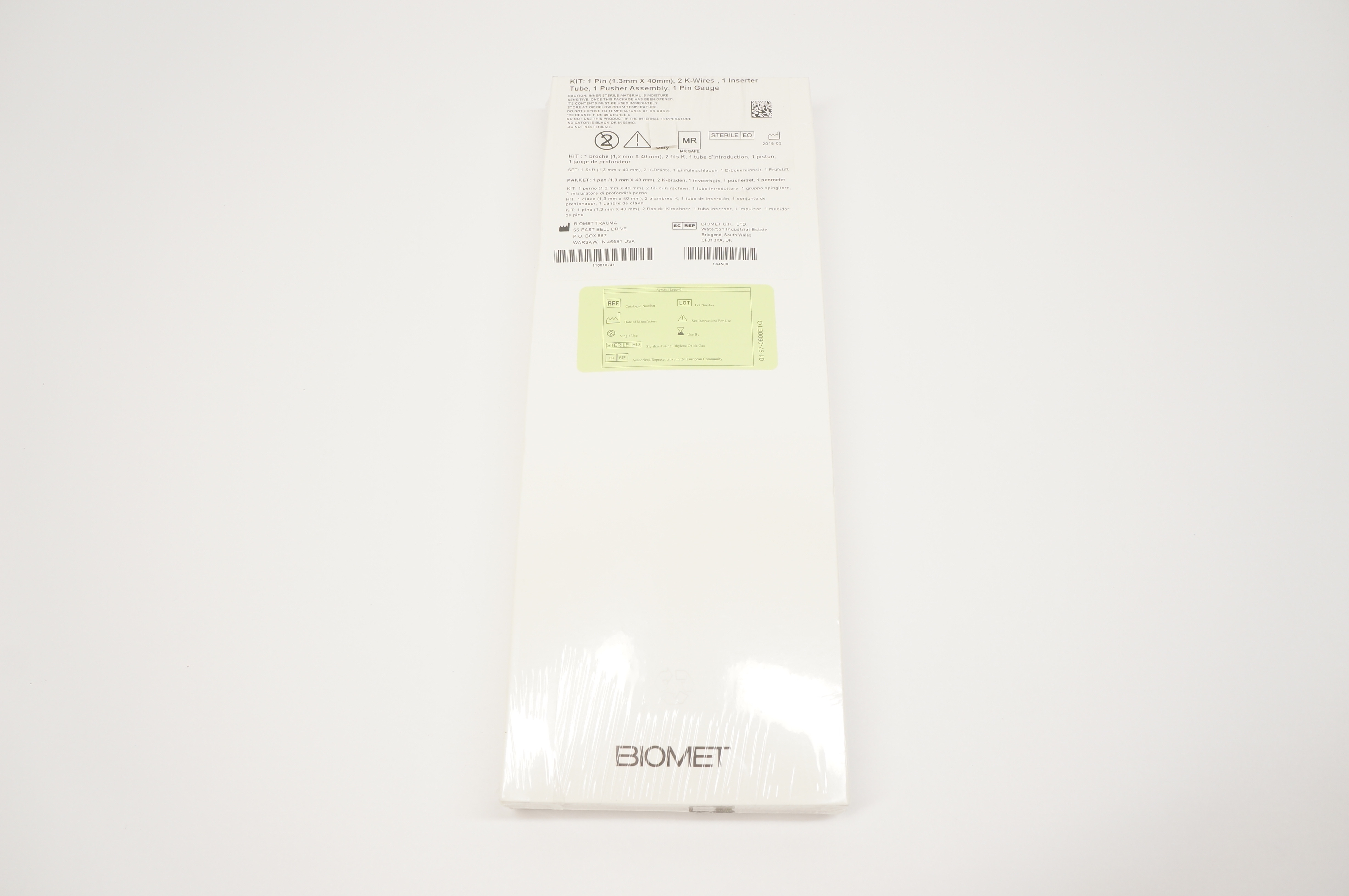 Biomet 110010741 ORTHOSORB LS 1.3mm Straight Pin Kit, 1 PIN (x)