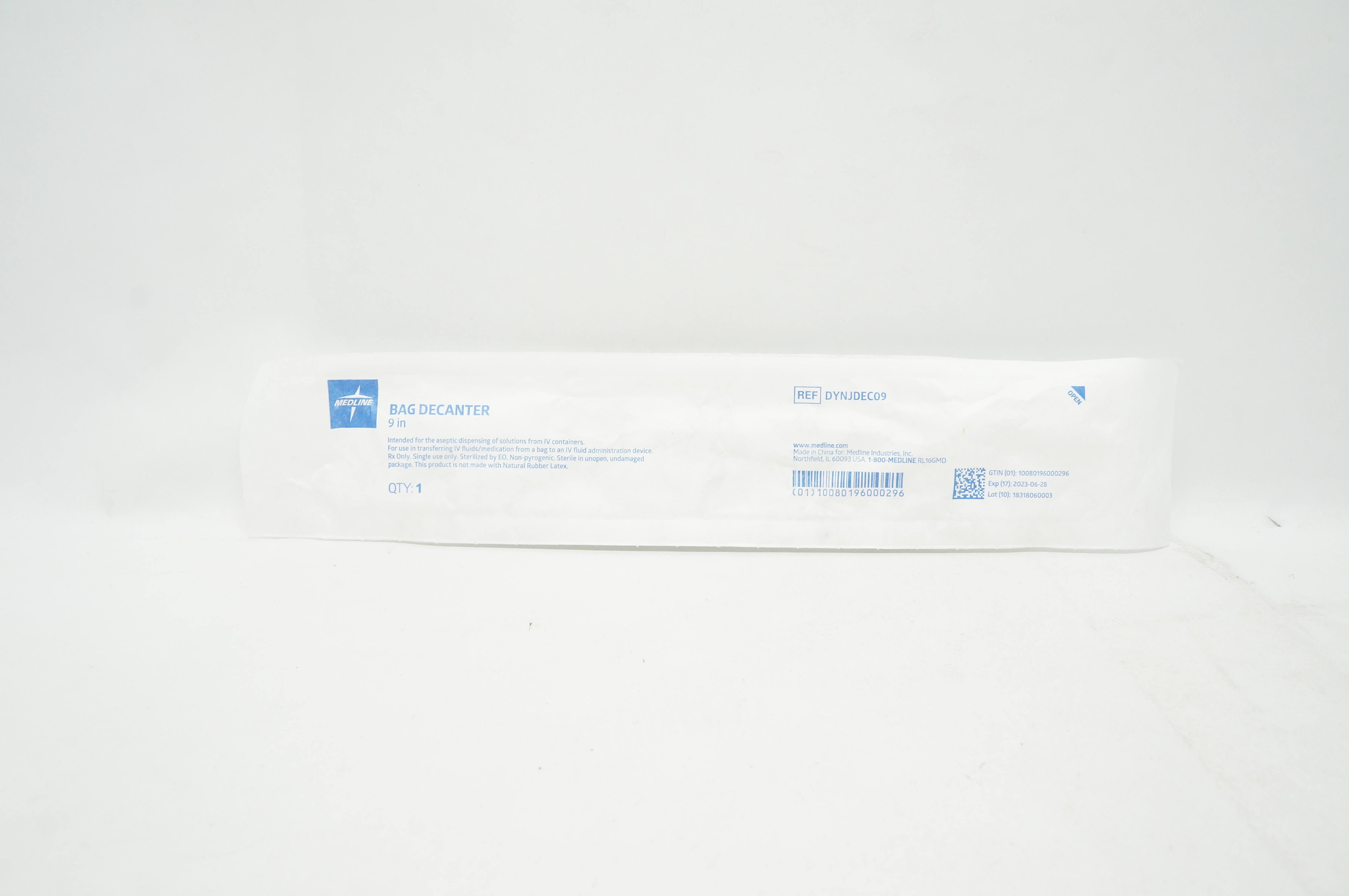Medline DYNJDEC09 Bag Decanter 9 inch