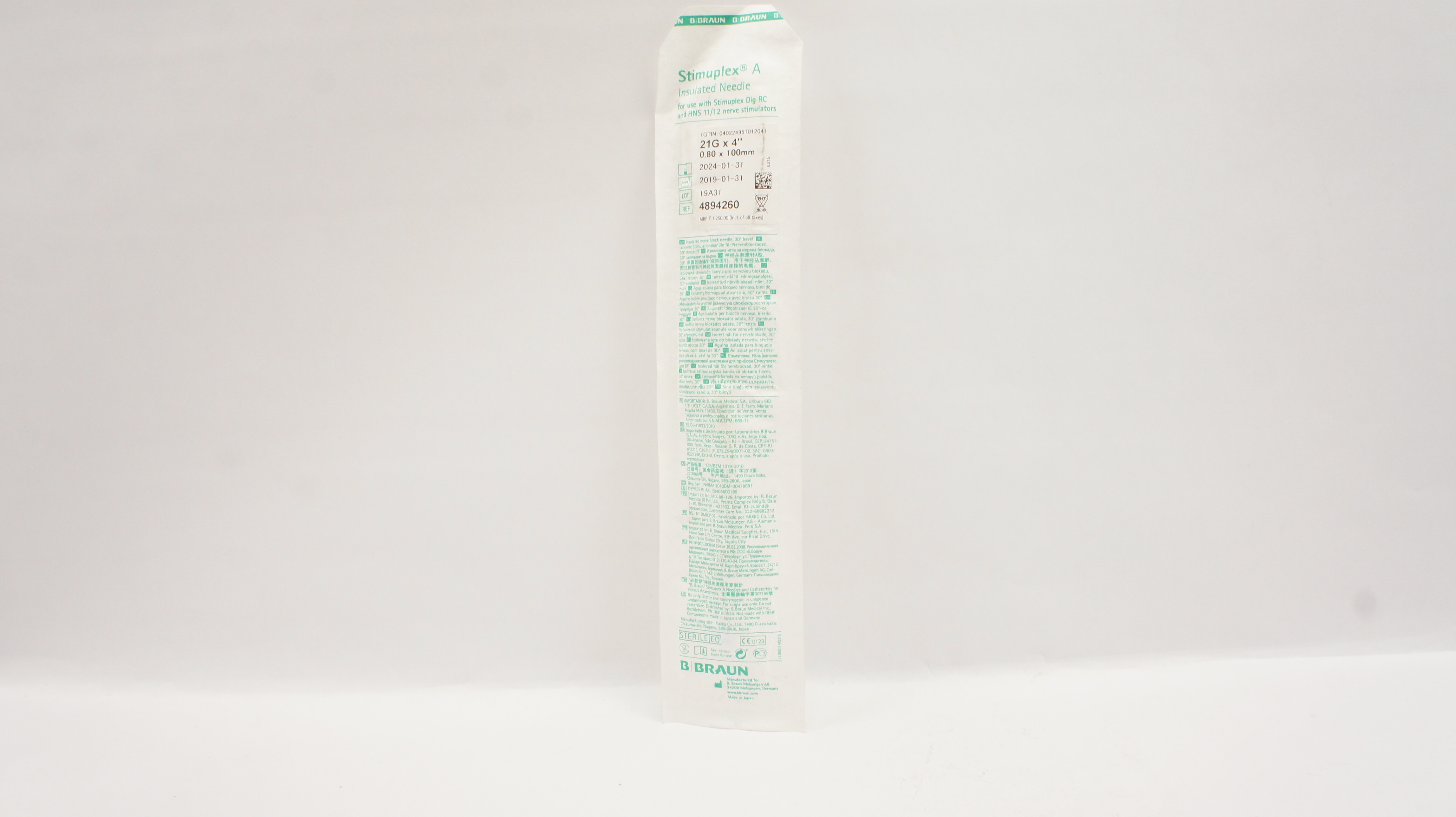 Braun 4894260 Stimuplex A Insulated Ndle 21G x 4inch