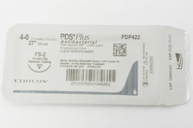 Ethicon PDP422 PDS Plus 4-0 Antibacterial 27inch FS-2 19mm Reverse Stre. (x)
